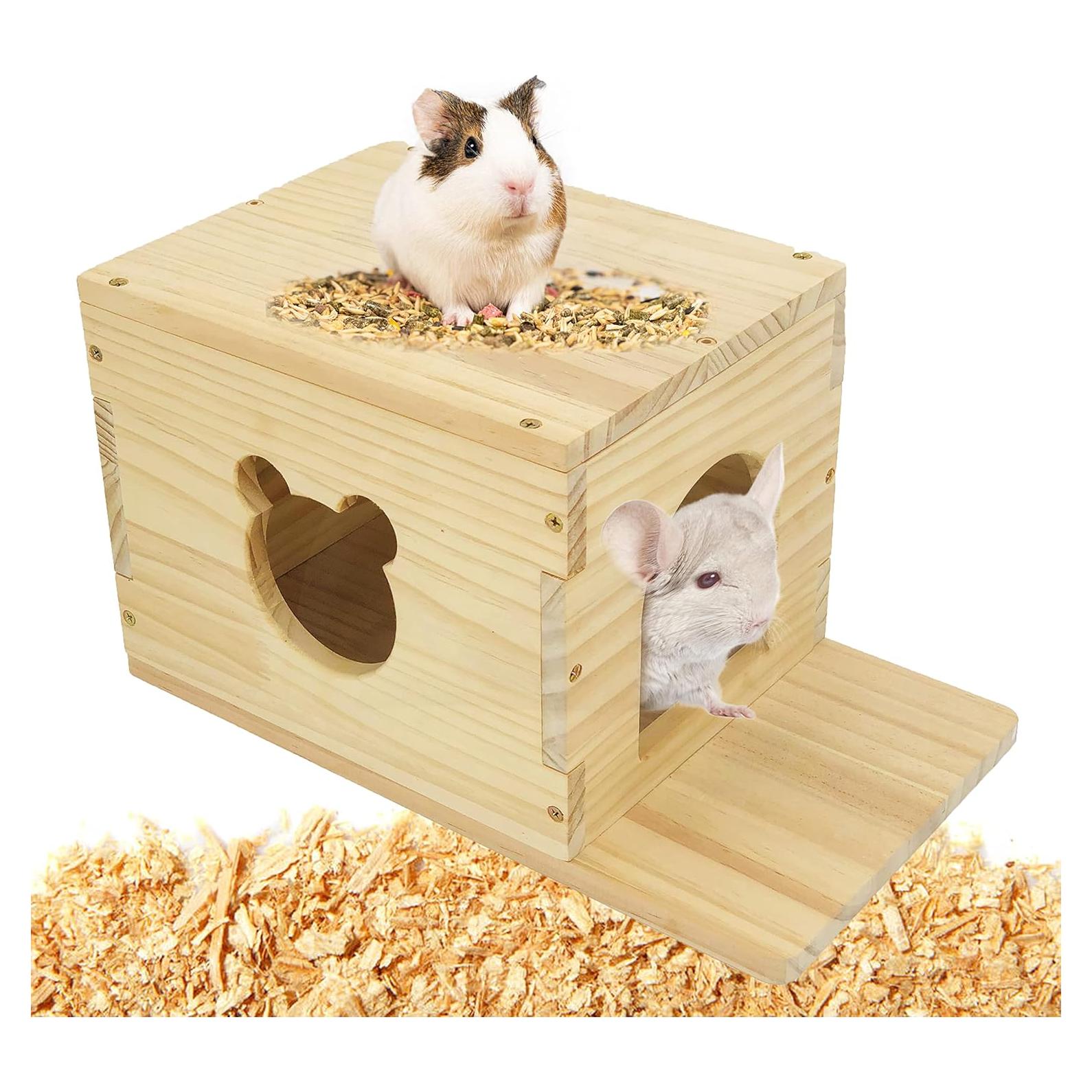 Casa de Madera para Chinchilla CAREUPET con Ventana y Plataforma