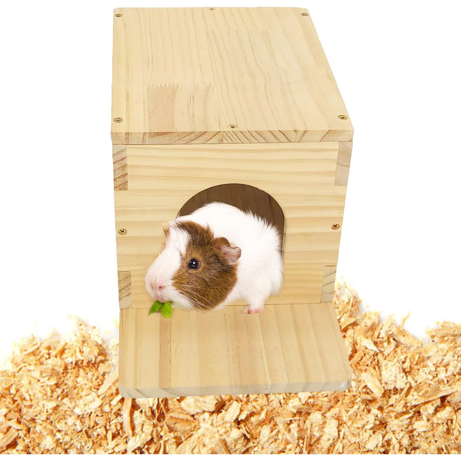 Casa de Madera para Chinchilla CAREUPET con Ventana y Plataforma