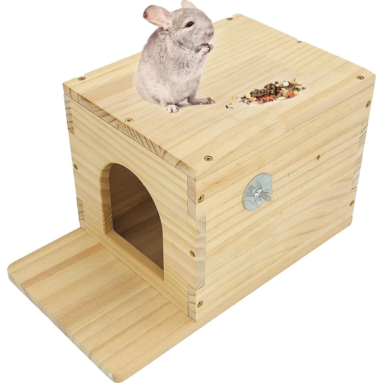 Casa de Madera para Chinchilla CAREUPET con Ventana y Plataforma