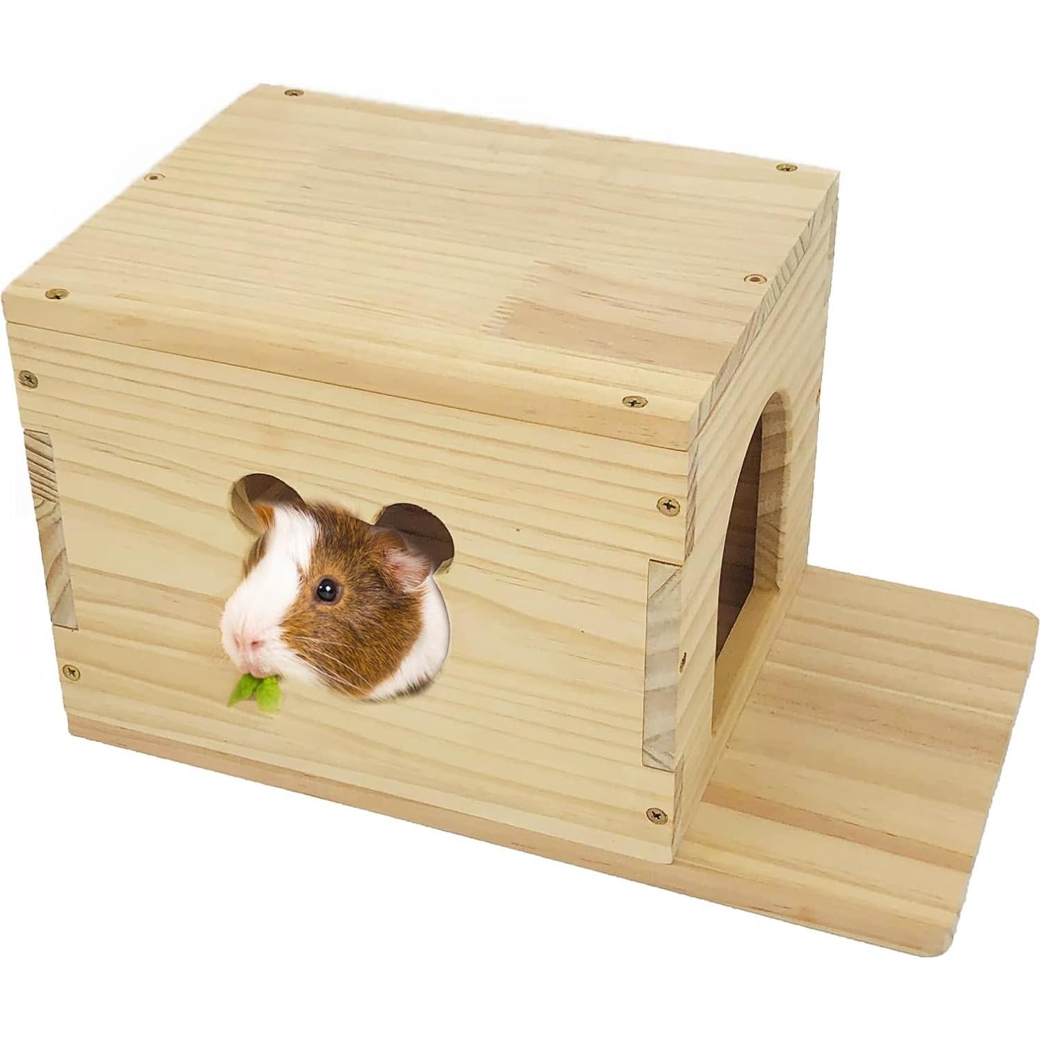 Casa de Madera para Chinchilla CAREUPET con Ventana y Plataforma