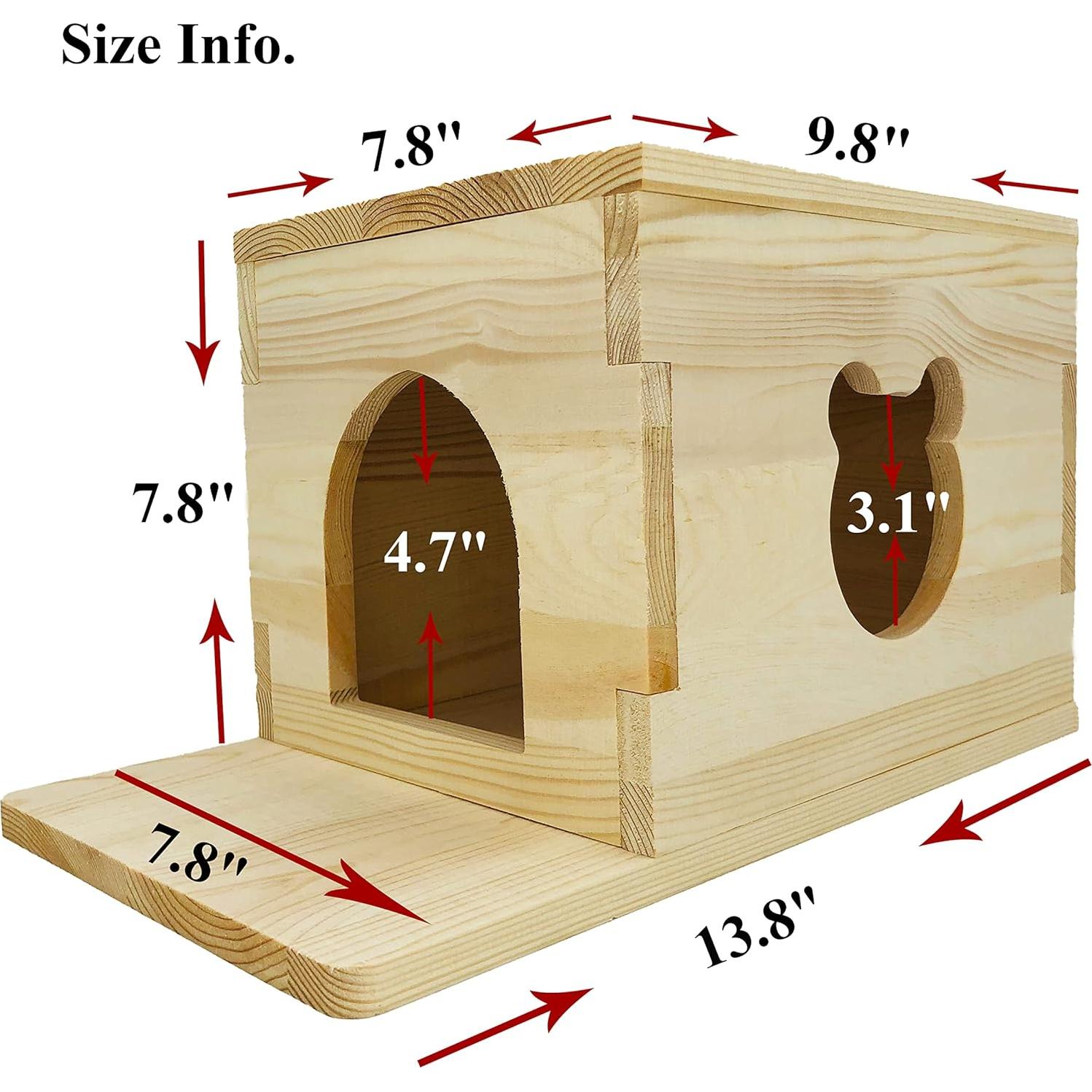 Casa de Madera para Chinchilla CAREUPET con Ventana y Plataforma