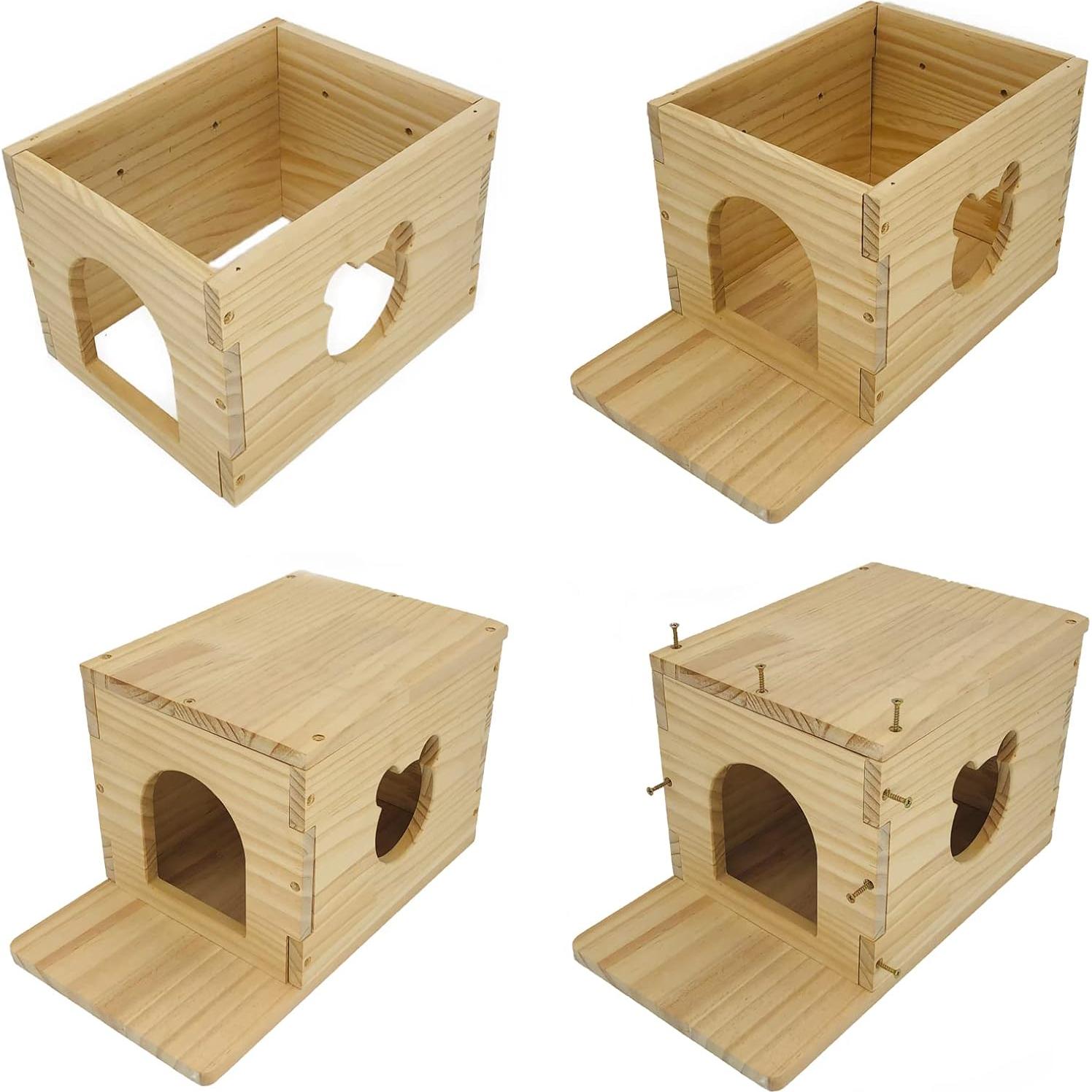 Casa de Madera para Chinchilla CAREUPET con Ventana y Plataforma