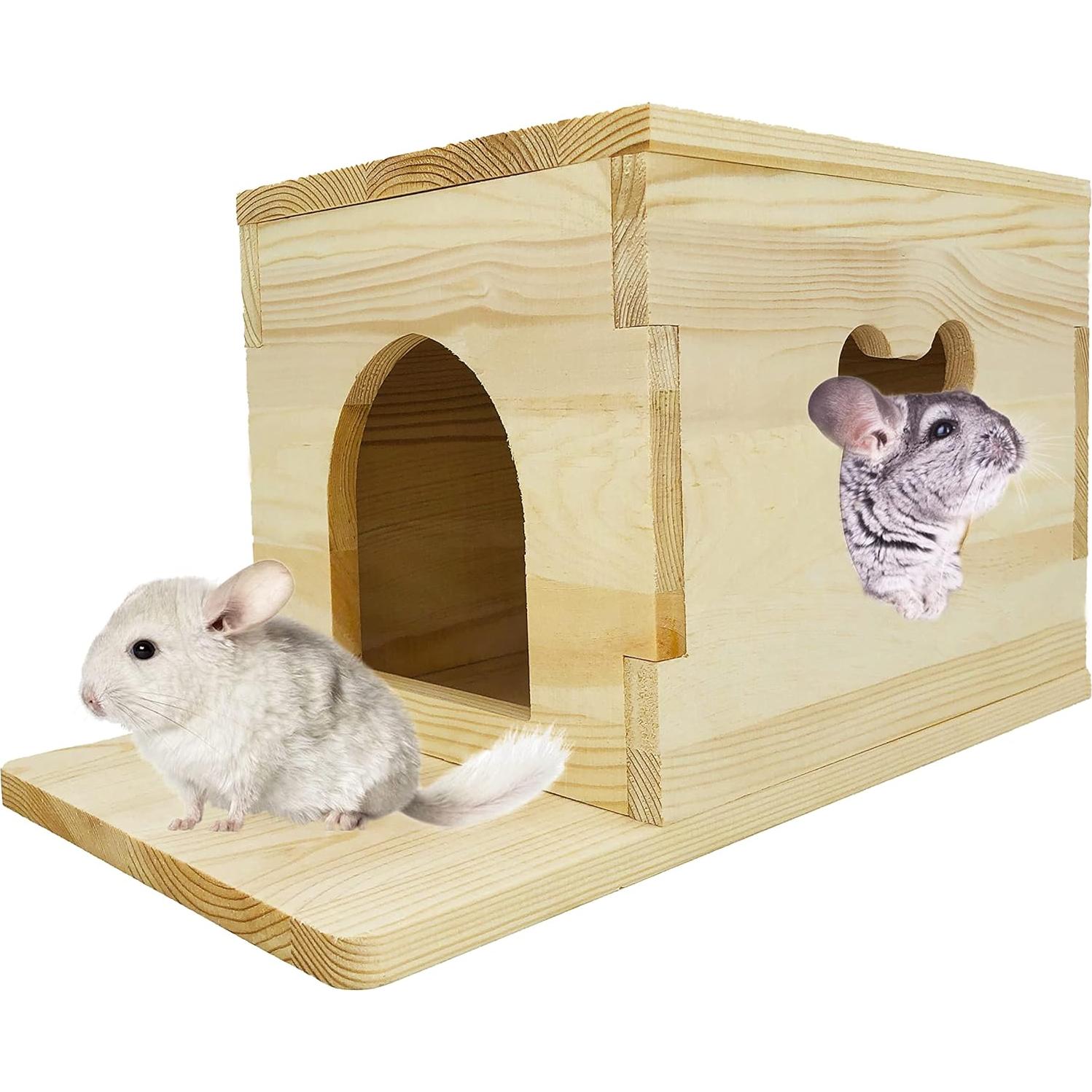 Casa de Madera para Chinchilla CAREUPET con Ventana y Plataforma