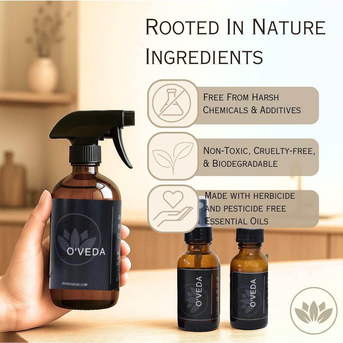 Kit de Limpieza Multiusos O'VEDA - 1 Botella Concentrado 30ml + Spray 473ml + Paño