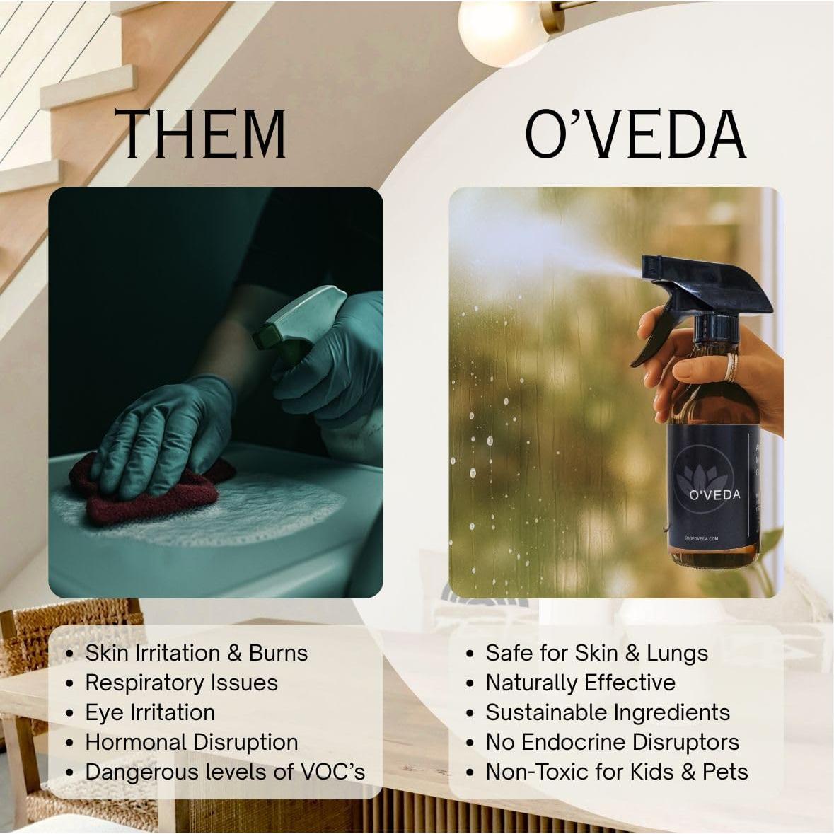 Kit de Limpieza Multiusos O'VEDA - 1 Botella Concentrado 30ml + Spray 473ml + Paño