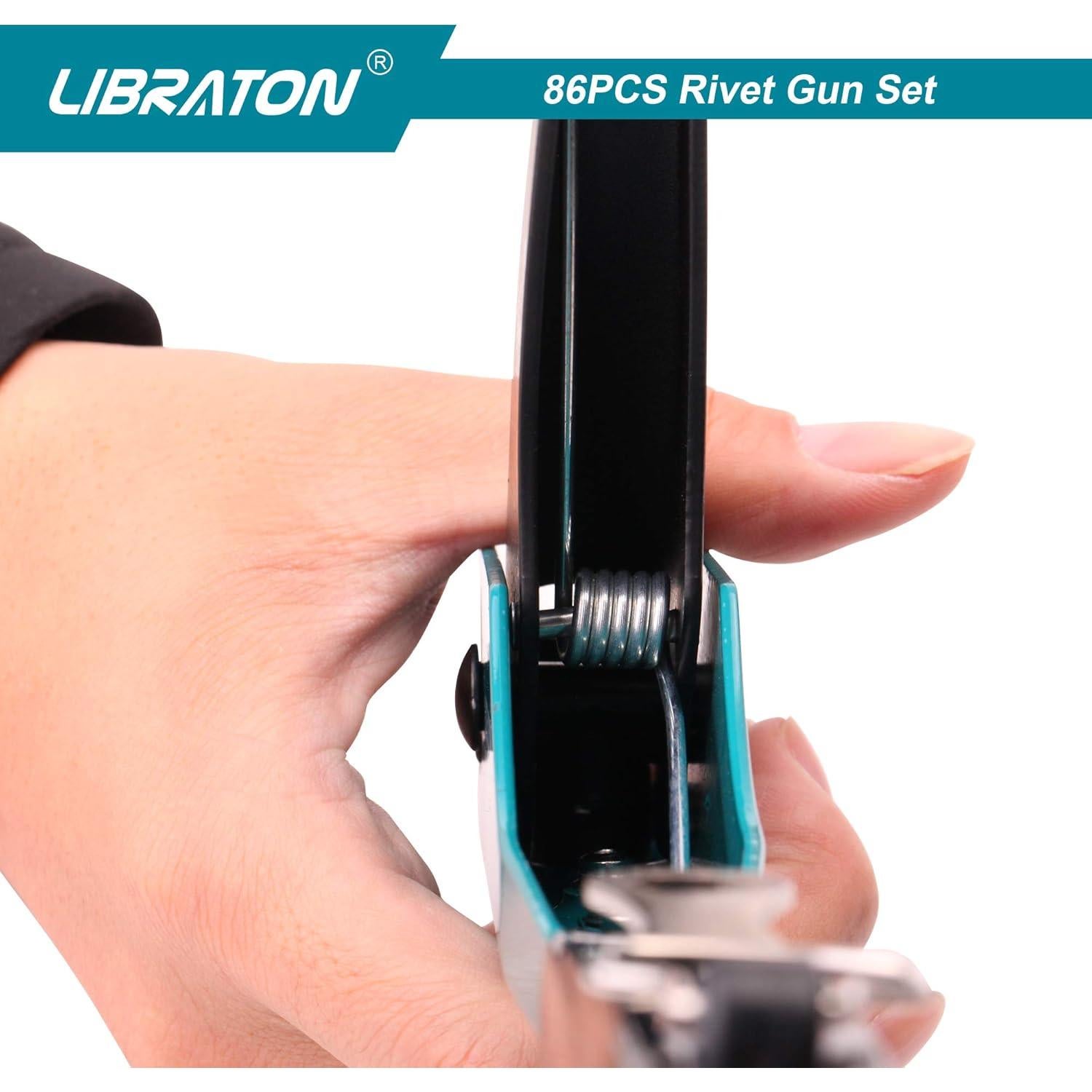 Pistola de Remaches LIBRATON 900913 con 80 Remaches y 4 Brocas