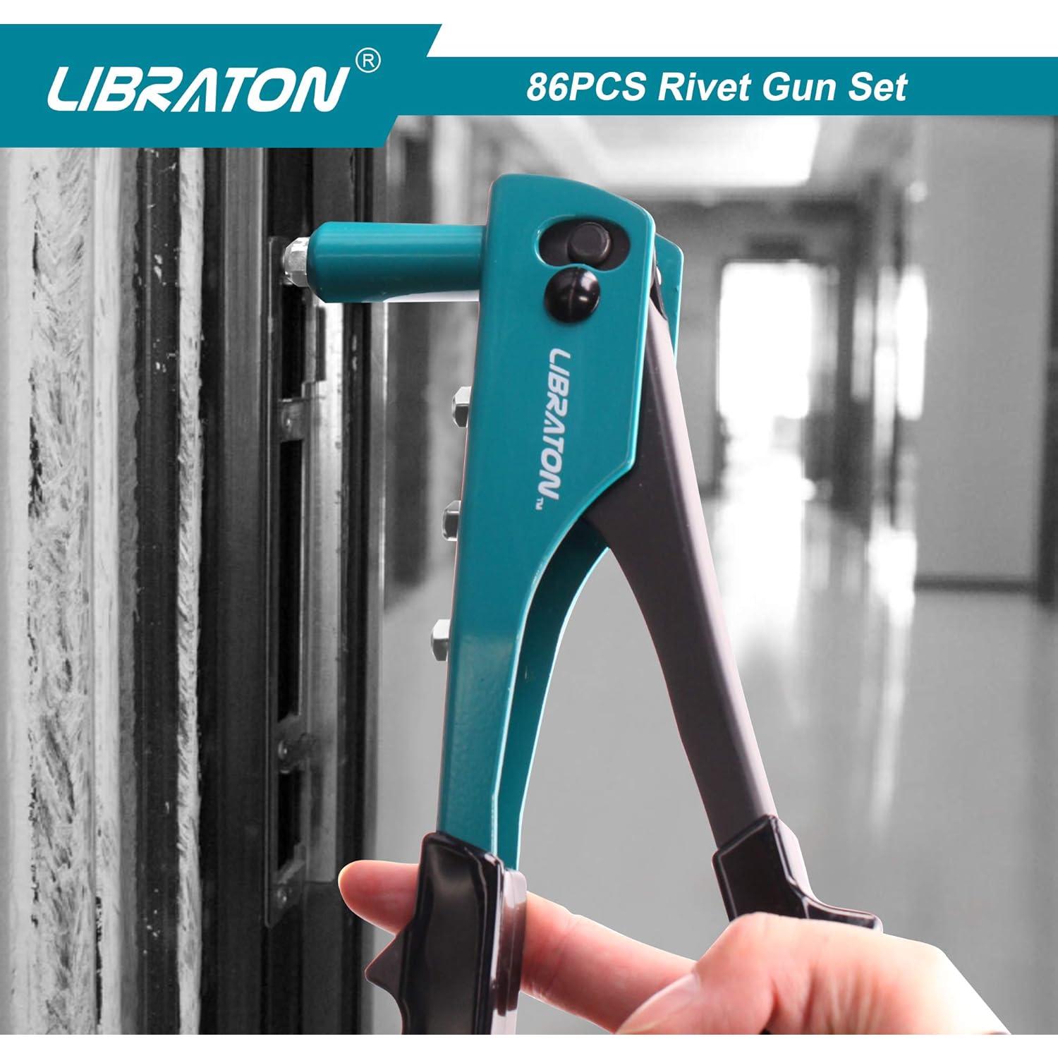 Pistola de Remaches LIBRATON 900913 con 80 Remaches y 4 Brocas