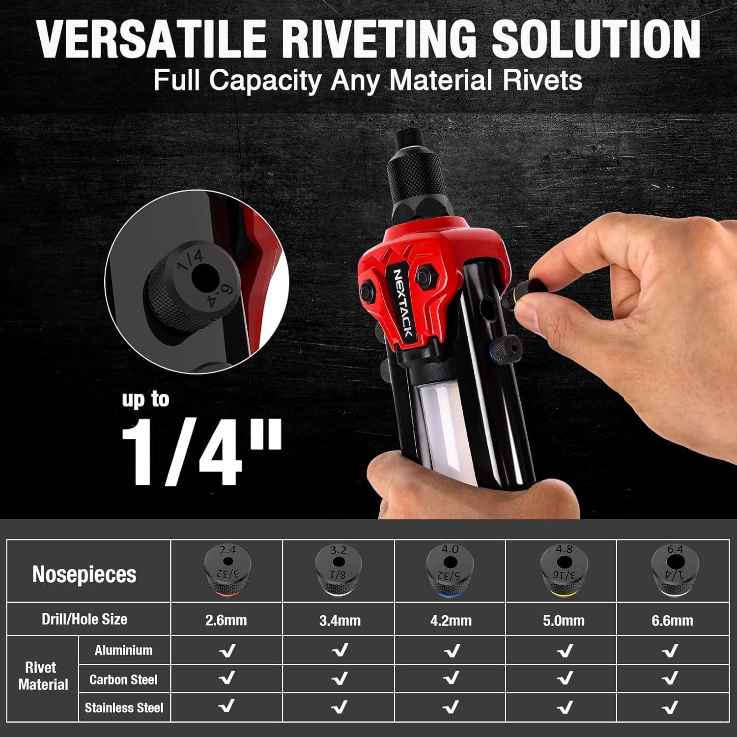 Pistola de Remaches NEXTACK NT300 con 350 Remaches 1/4"