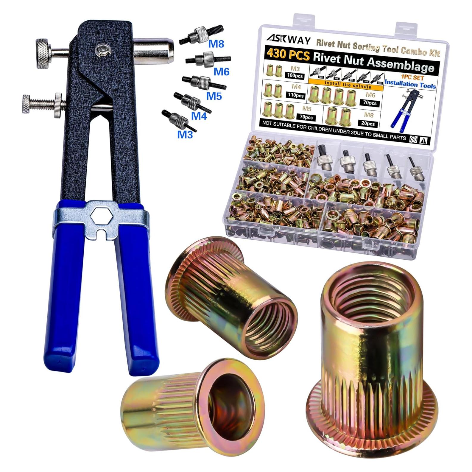 Kit de Herramientas para Tuercas Remachadas 430 Pcs AskWay