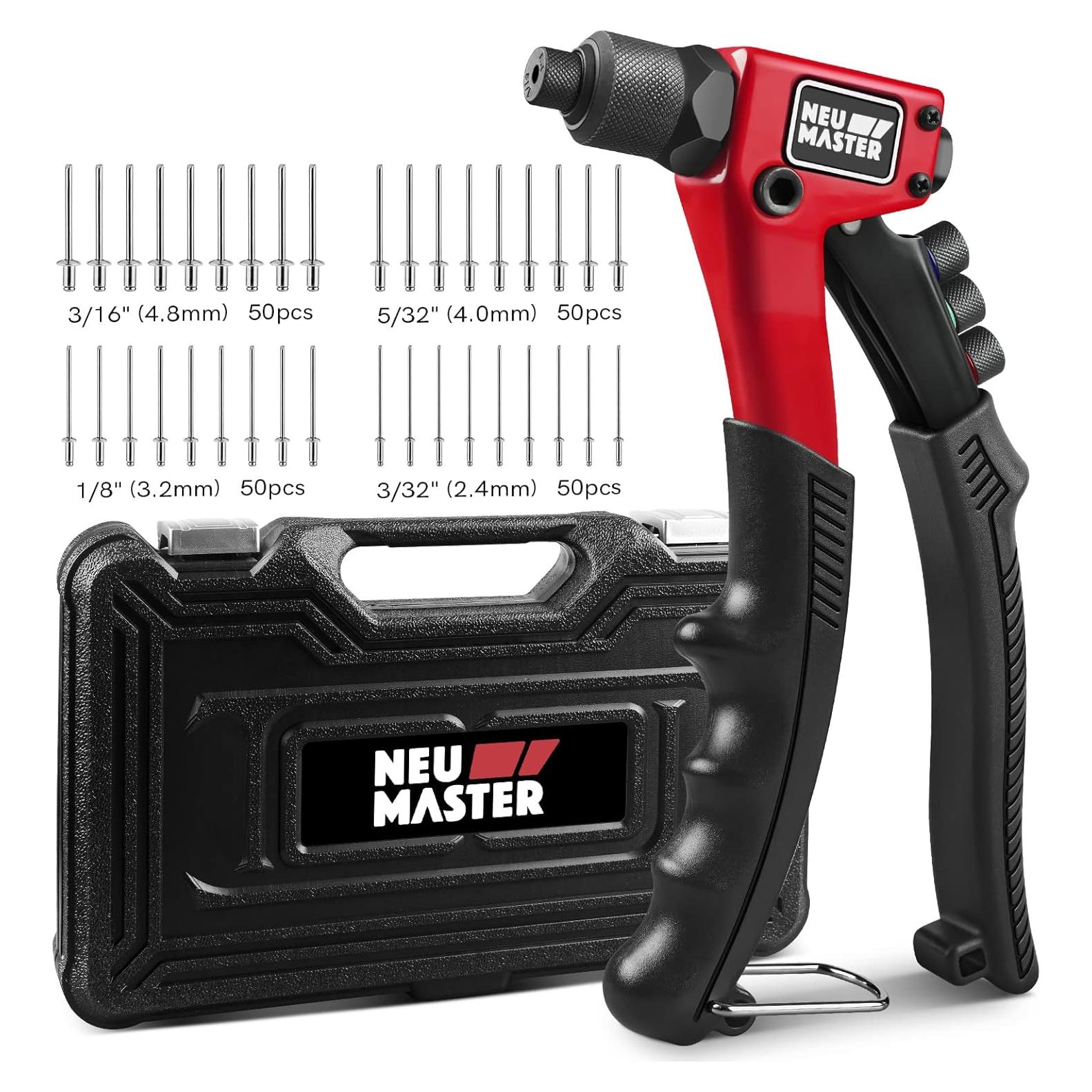 Pistola de Remaches NEU MASTER NHR958 con 200 Remaches Aluminio