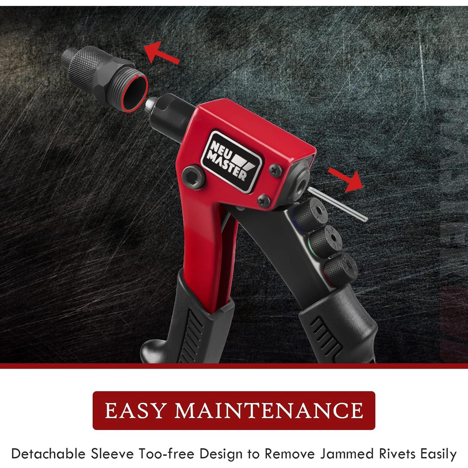 Pistola de Remaches NEU MASTER NHR958 con 200 Remaches Aluminio