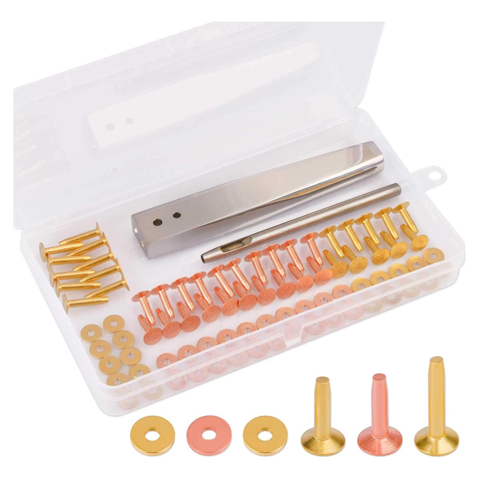Kit de Remaches de Cobre K Kwokker 81 Piezas para Cuero