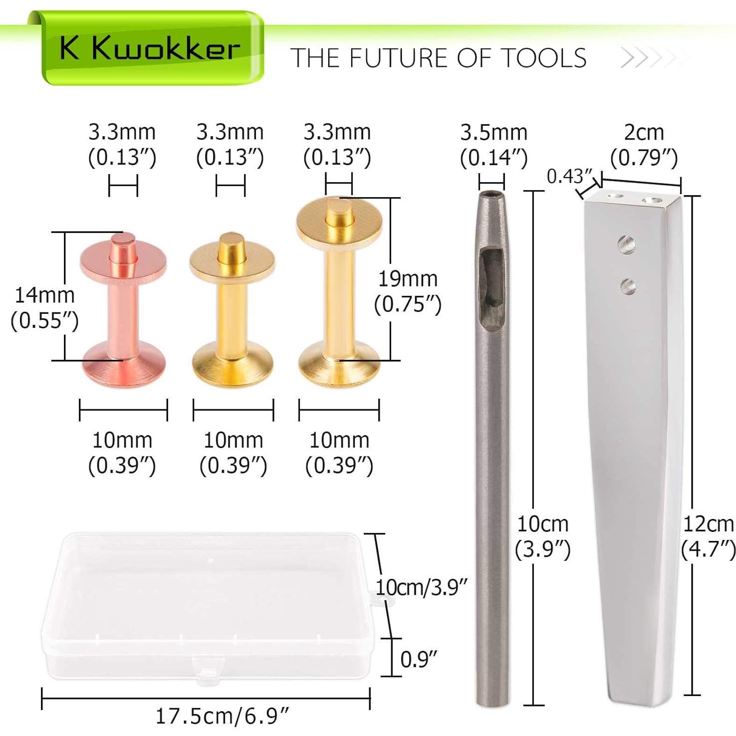 Kit de Remaches de Cobre K Kwokker 81 Piezas para Cuero