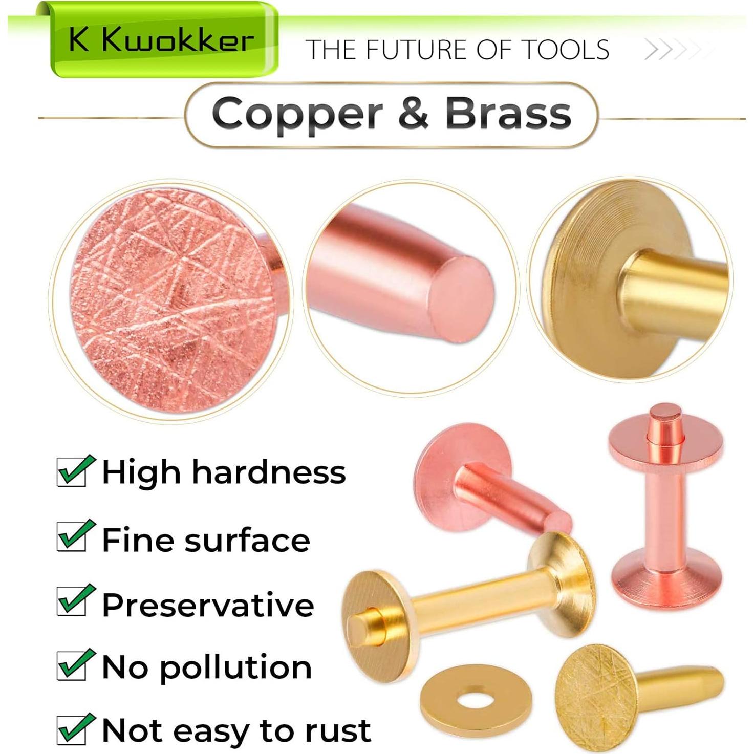 Kit de Remaches de Cobre K Kwokker 81 Piezas para Cuero