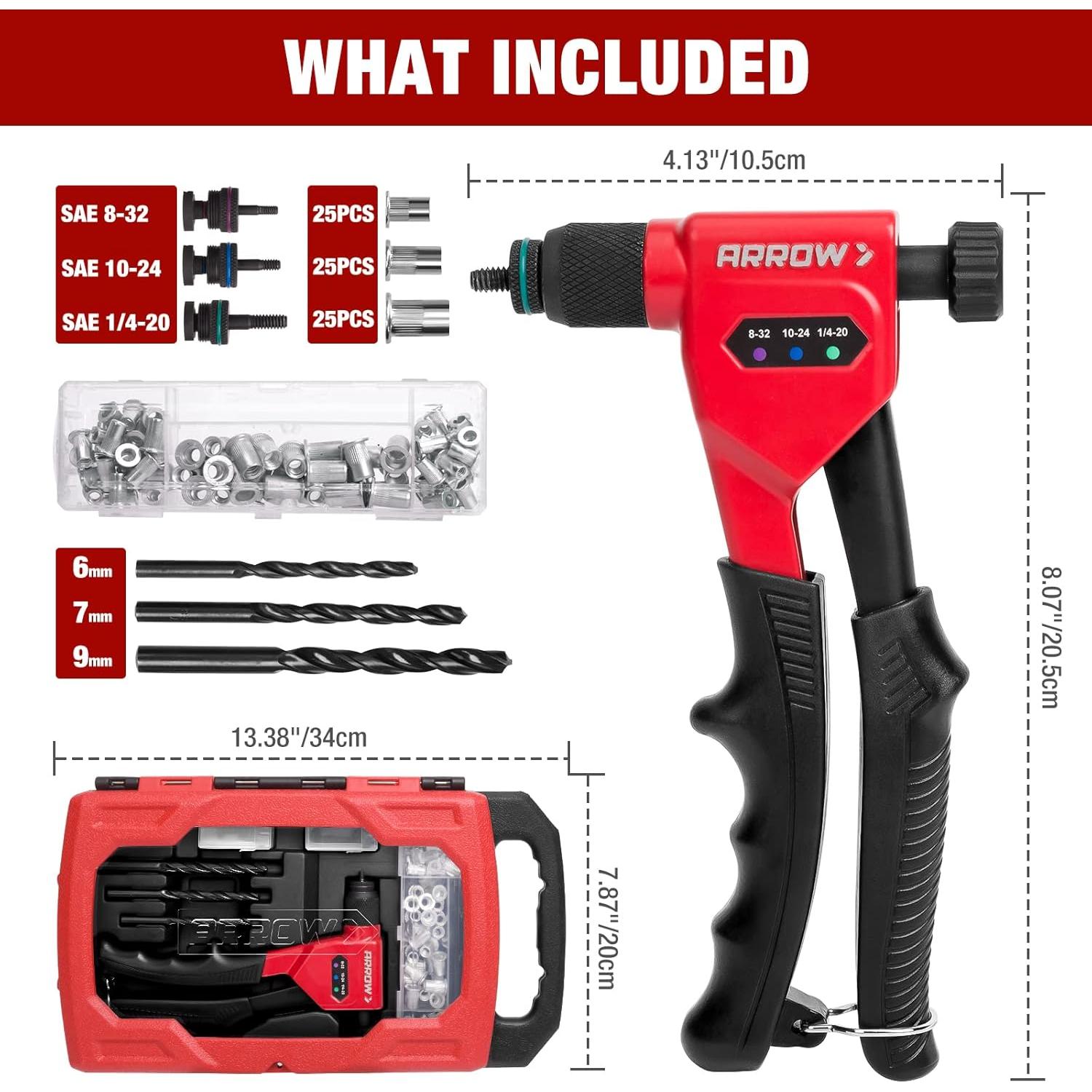 Kit de Herramienta de Tuerca Remachada Arrow RNT1 - 8"