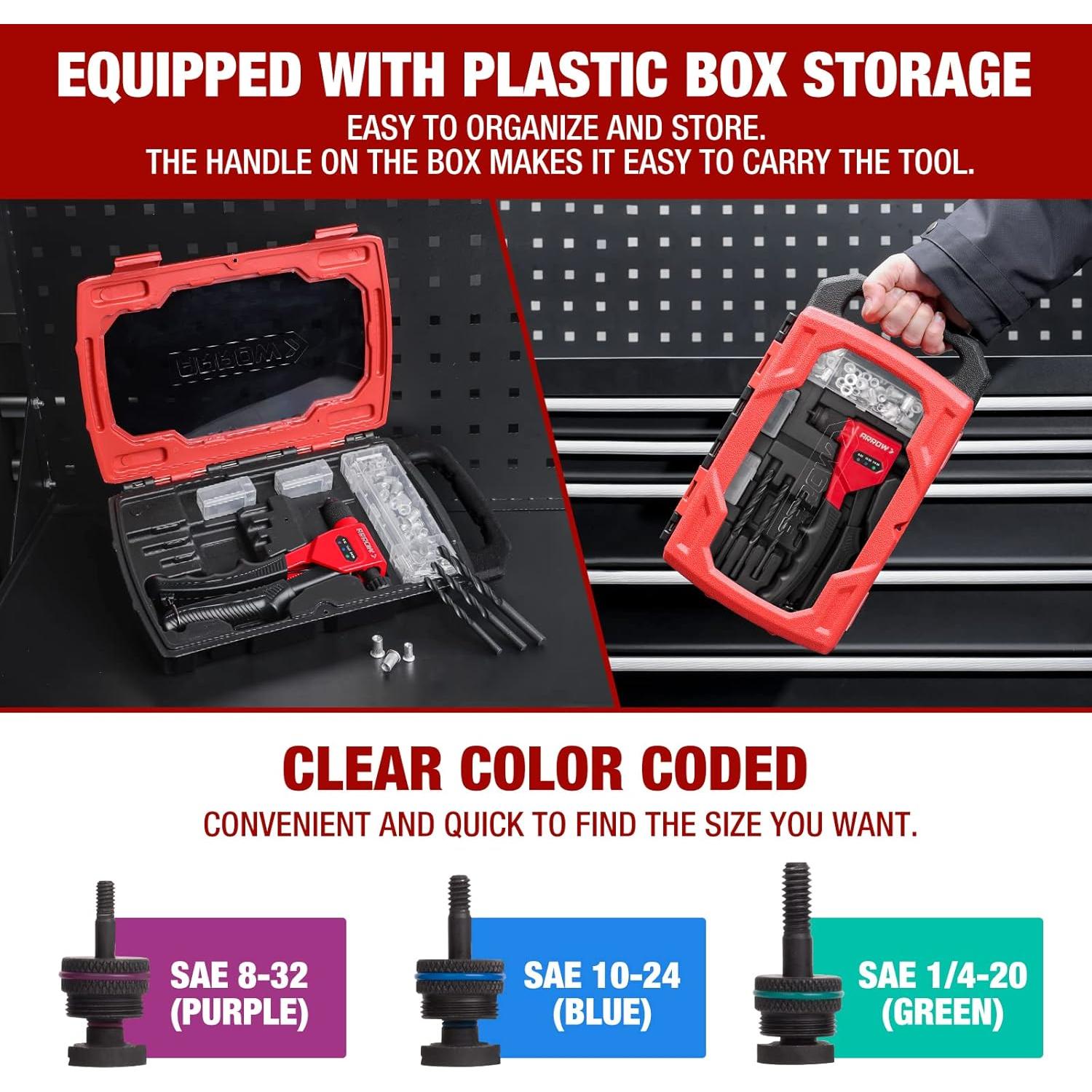 Kit de Herramienta de Tuerca Remachada Arrow RNT1 - 8"