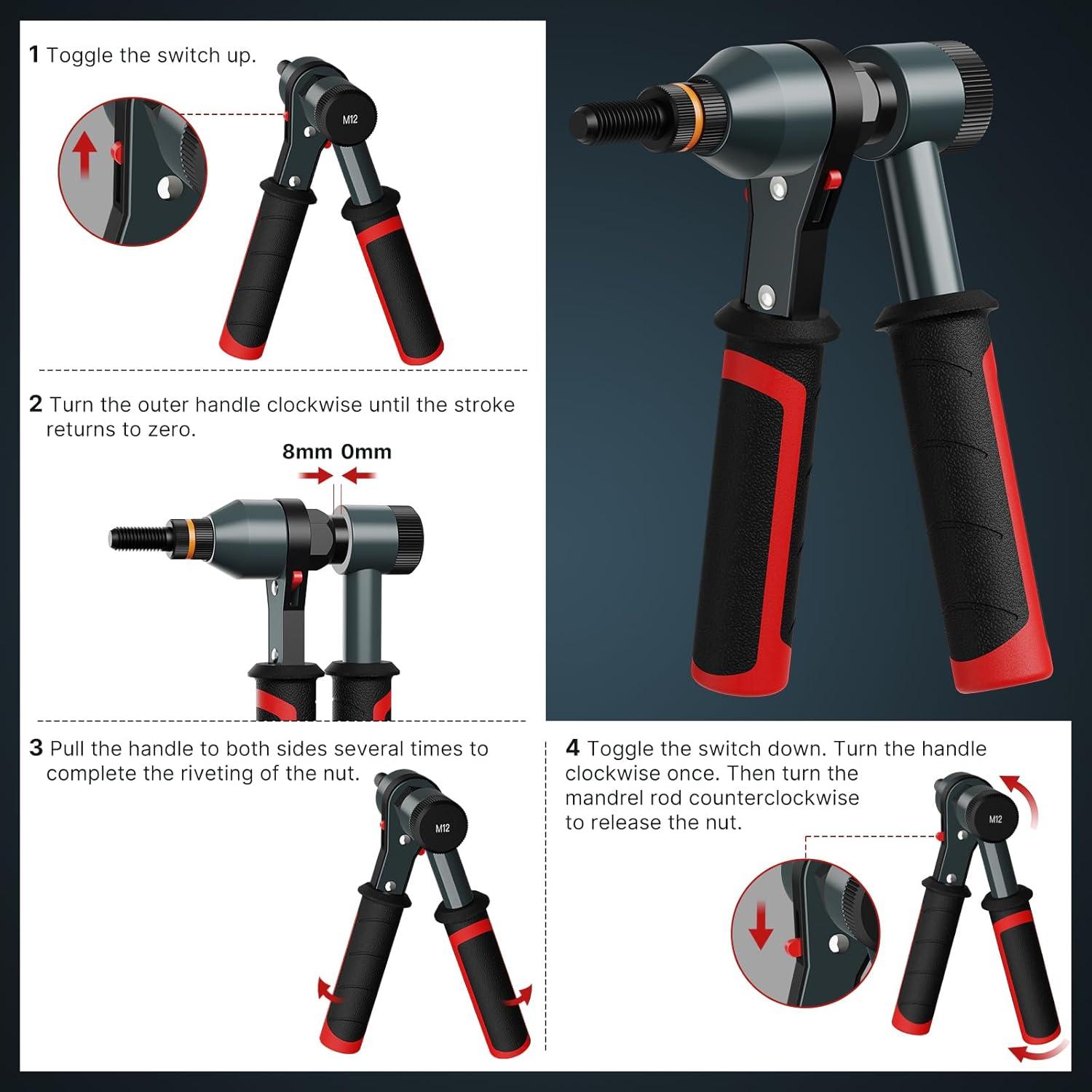 Kit de Herramienta de Tuerca de Remache TOLRET TR21 con 100 Pcs