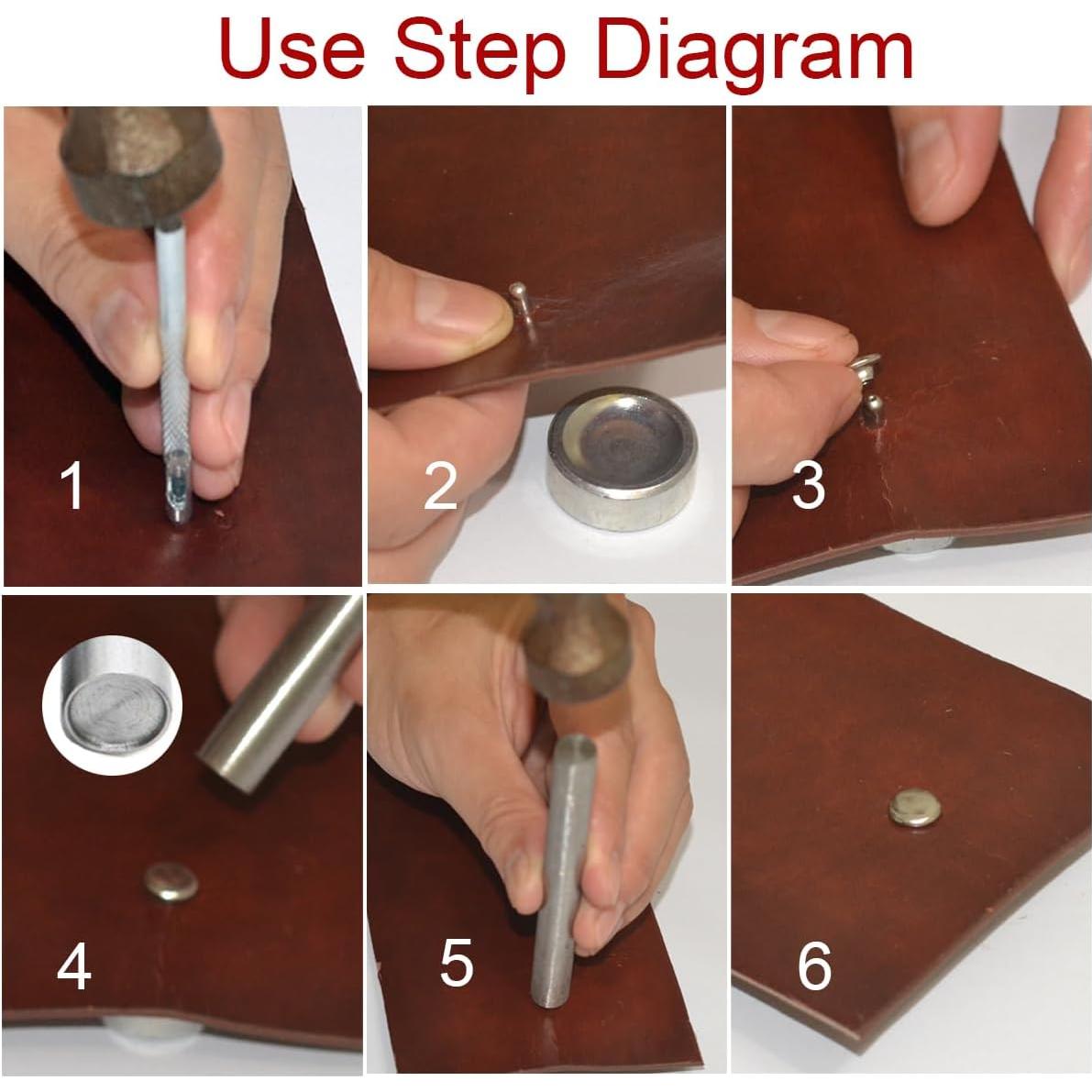 80 Remaches de Acero Inoxidable 12mm Plata con Herramientas