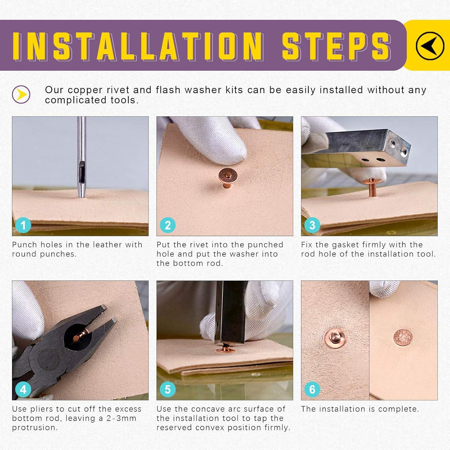 Kit de Remaches y Arandelas de Cobre 38 Piezas Swpeet