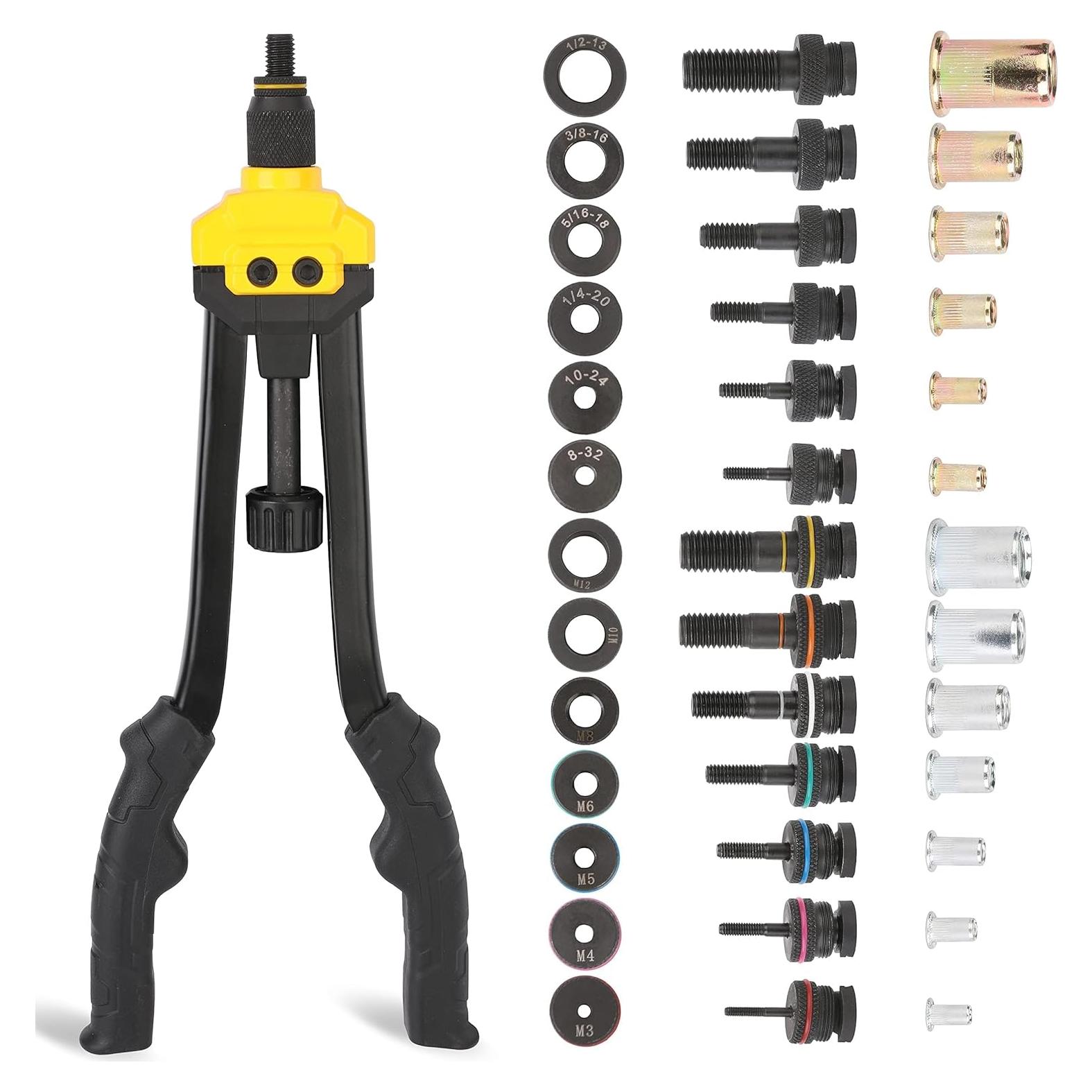 Herramienta de Tuerca Remachadora HURRICANE 16" con 130 Piezas