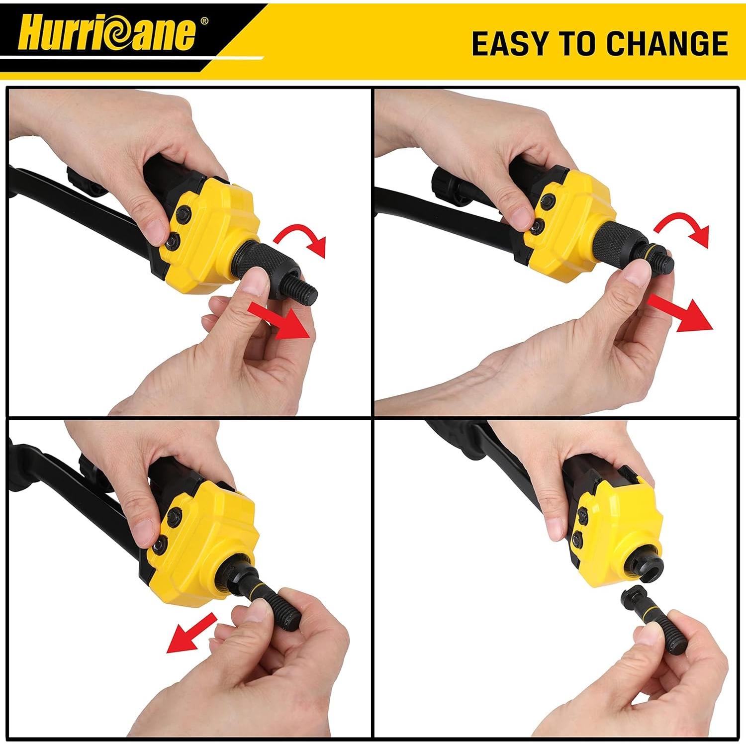 Herramienta de Tuerca Remachadora HURRICANE 16" con 130 Piezas