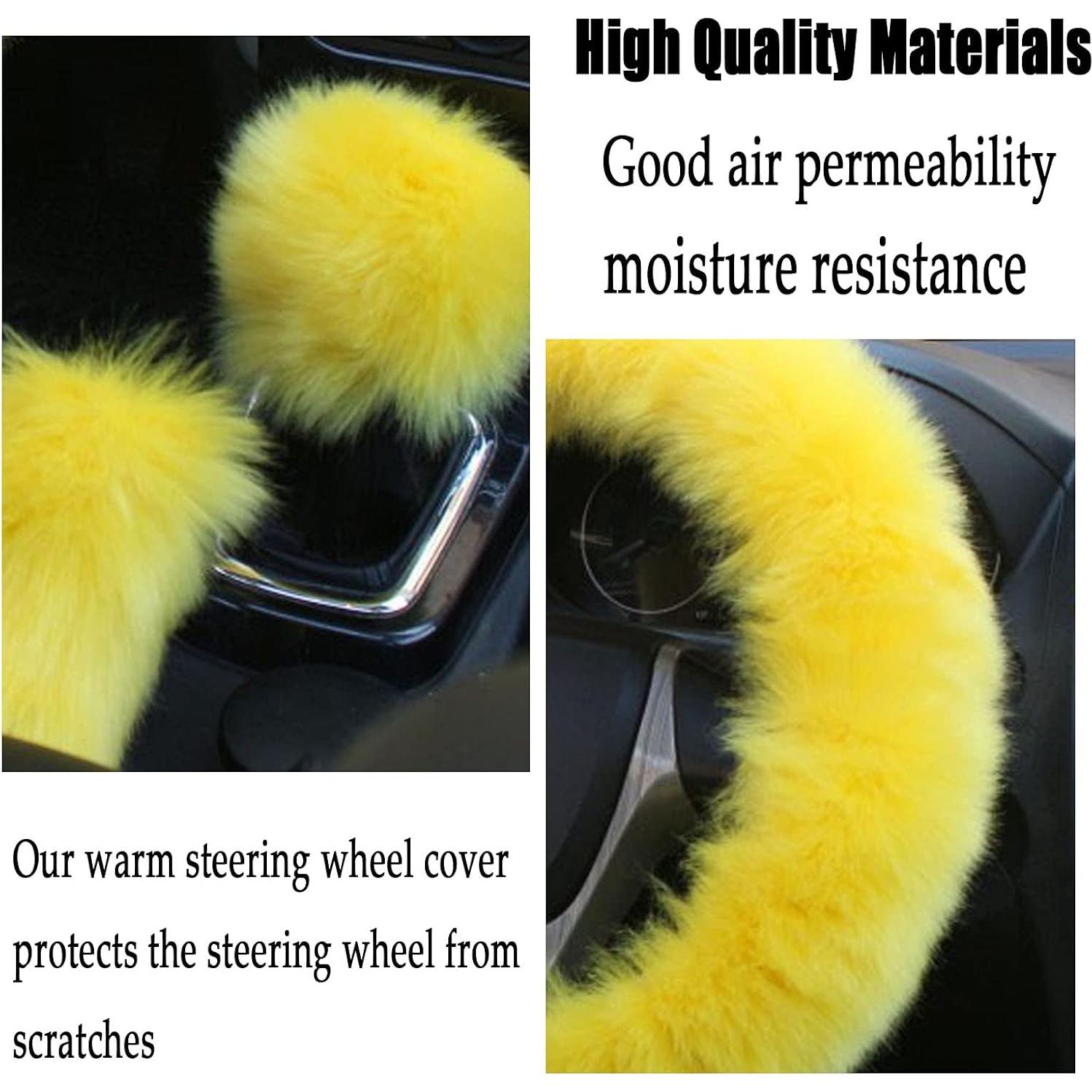 Juego de 4 Cubiertas de Volante Peludas YSLSLOO 38cm Amarillo