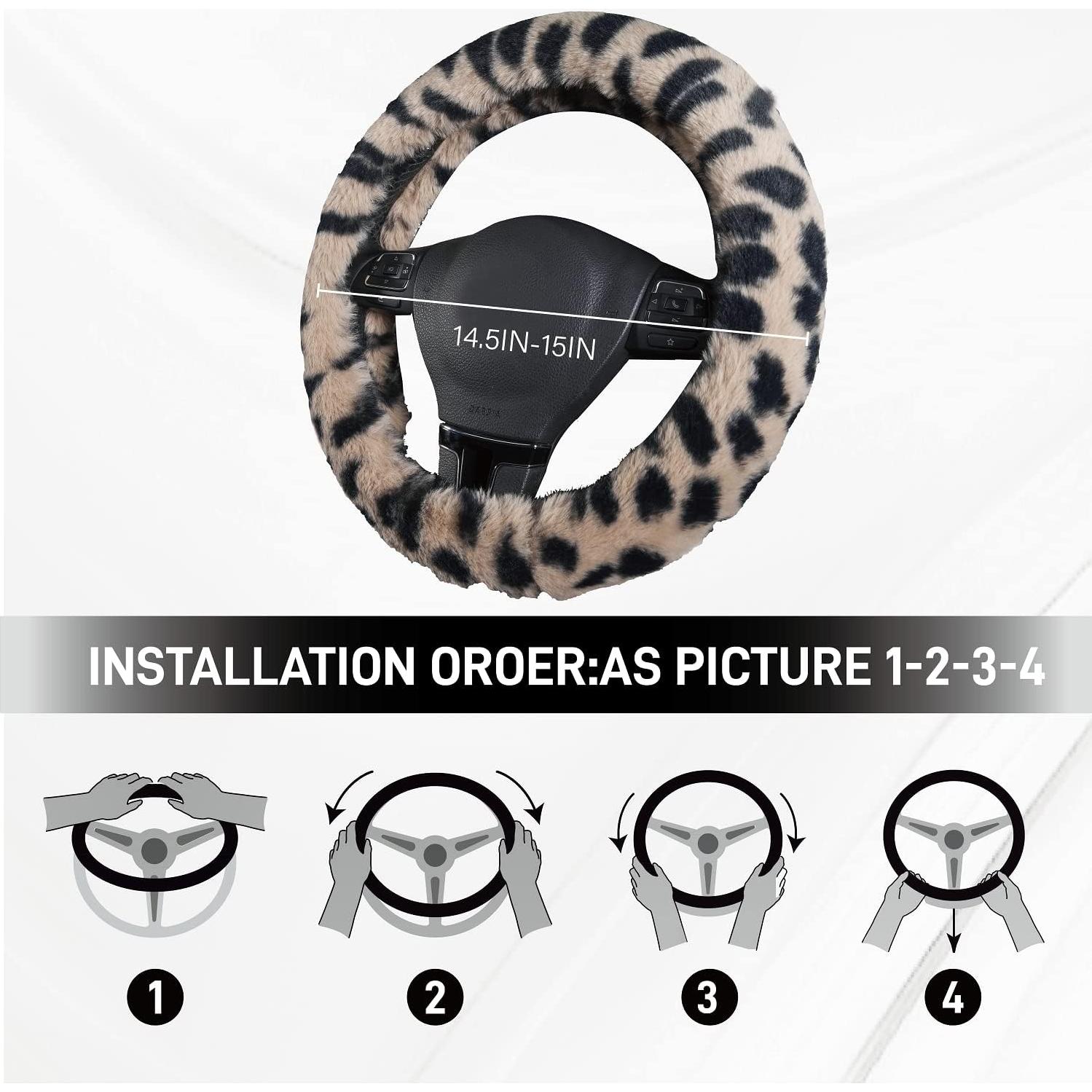 Cubierta de Volante Road Comforts Beige Leopardo 36.8-38.1 cm