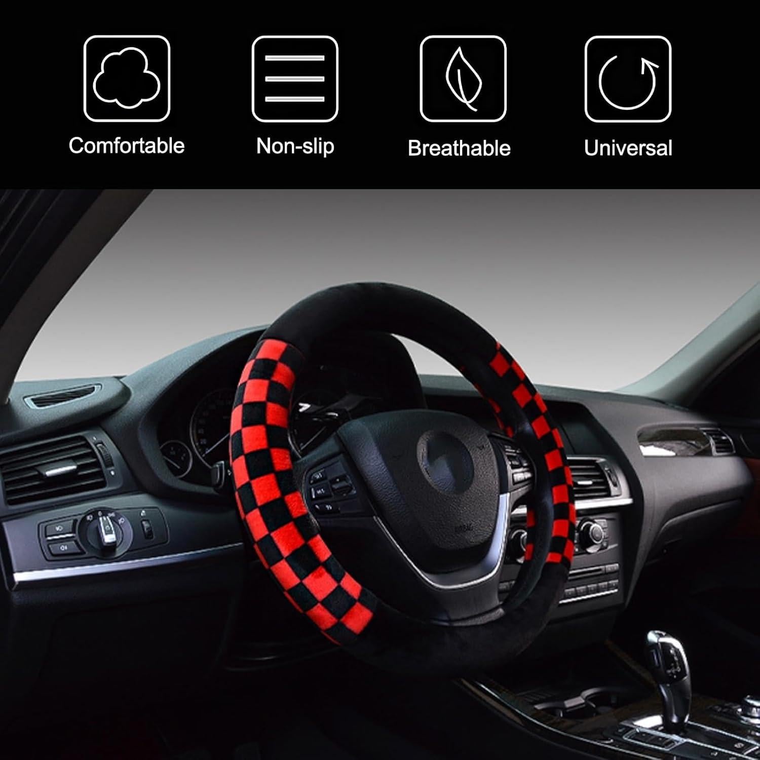 Funda Elástica para Volante de Coche Gunroil Negro y Rojo