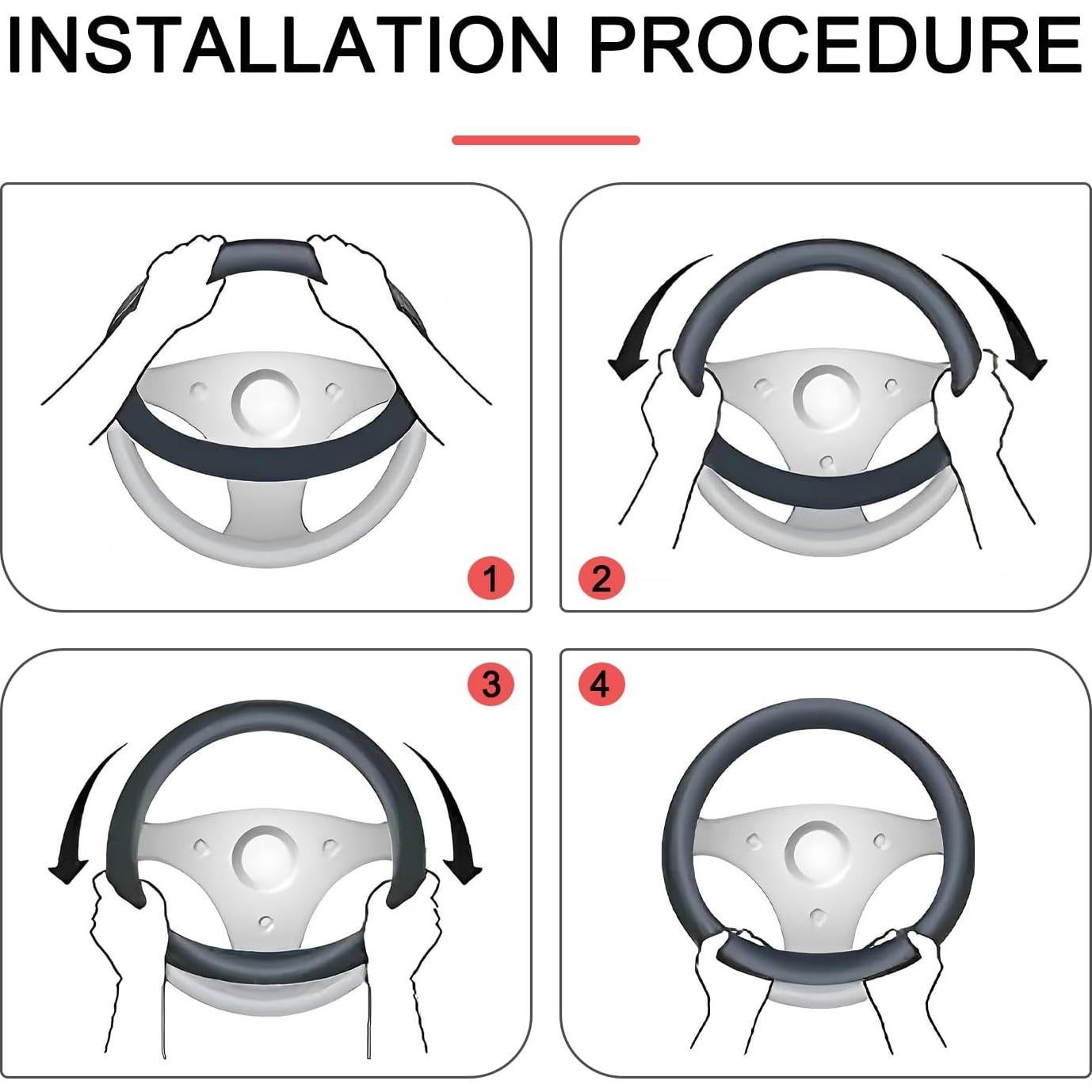 Funda Elástica para Volante de Coche Gunroil Negro y Rojo