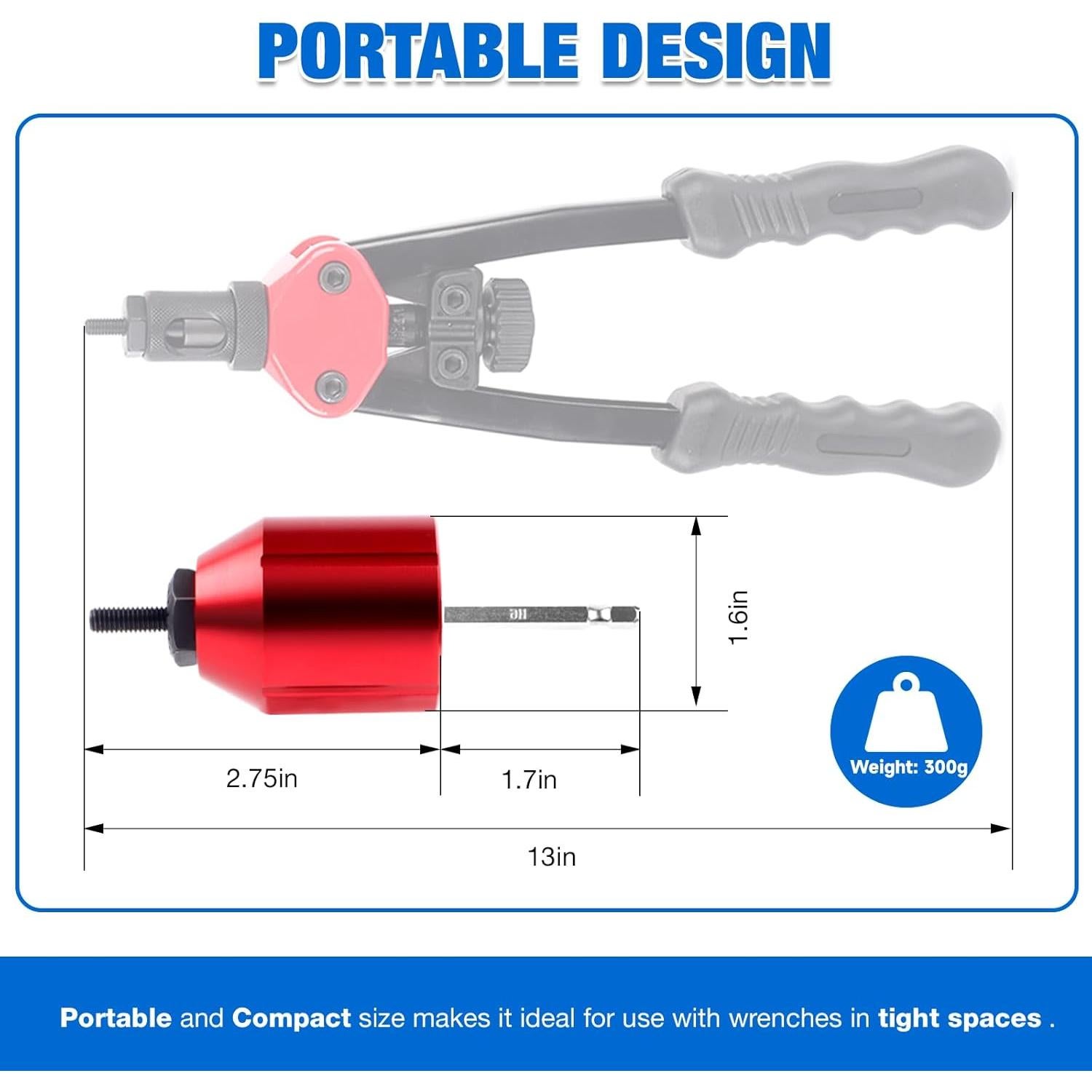 Adaptador de Tuerca Remachada YUZES para Taladro Inalámbrico