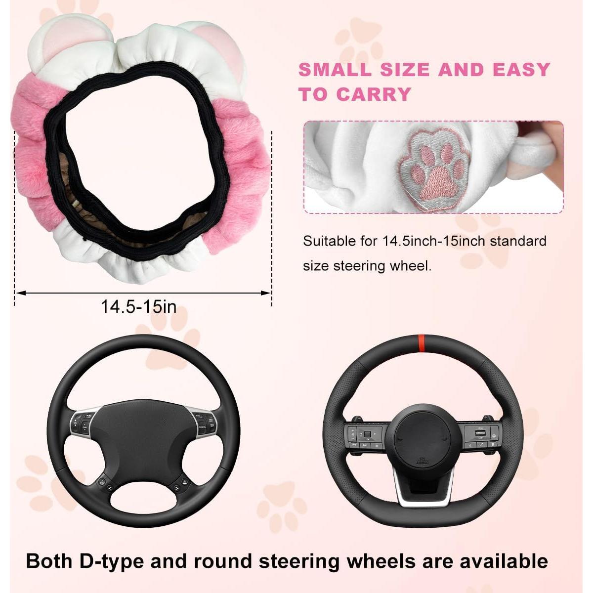 Funda de Volante de Coche DXNQ Peluche 14.5-15" Rosa Claro