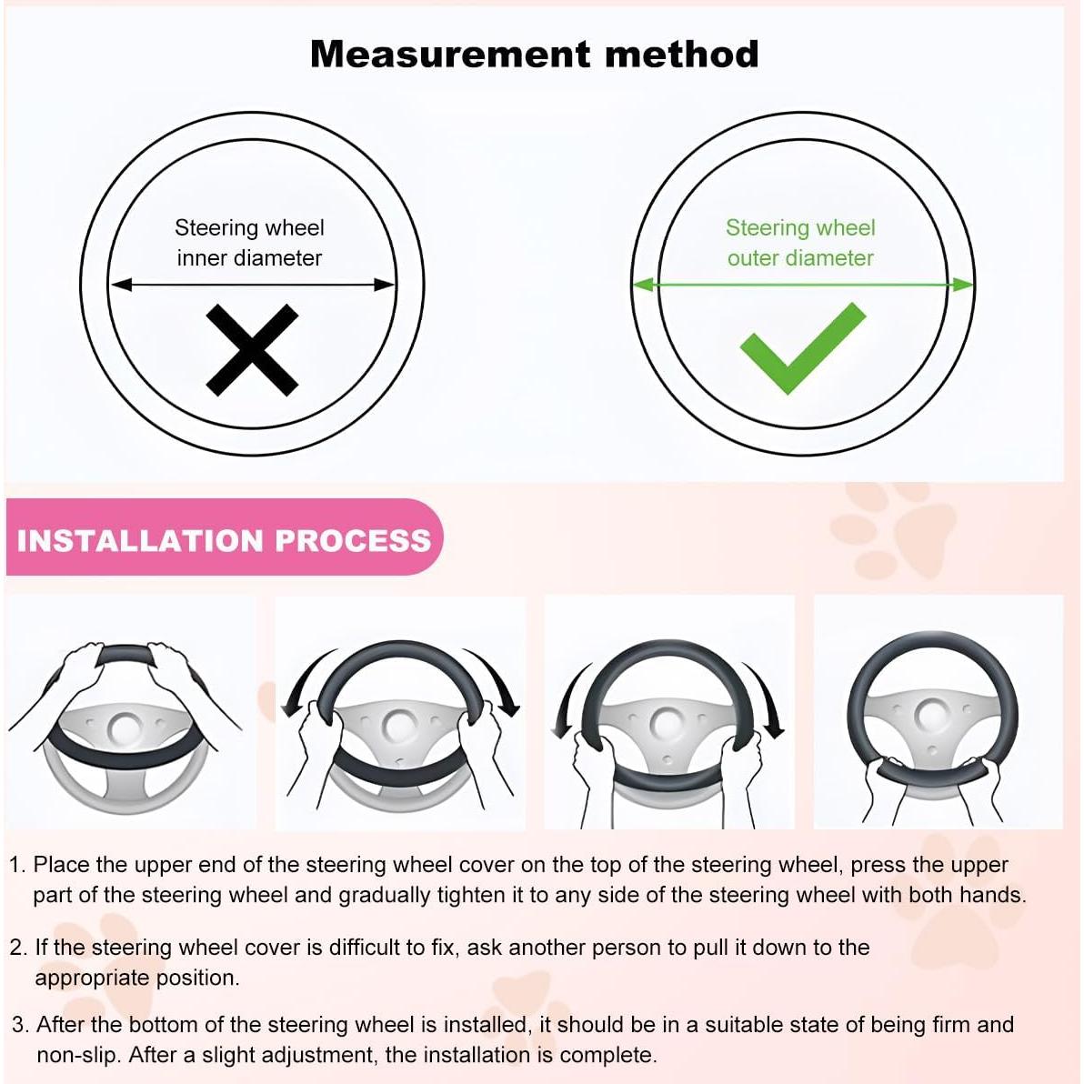 Funda de Volante de Coche DXNQ Peluche 14.5-15" Rosa Claro