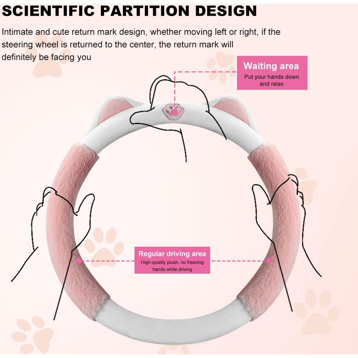 Funda de Volante de Coche DXNQ Peluche 14.5-15" Rosa Claro