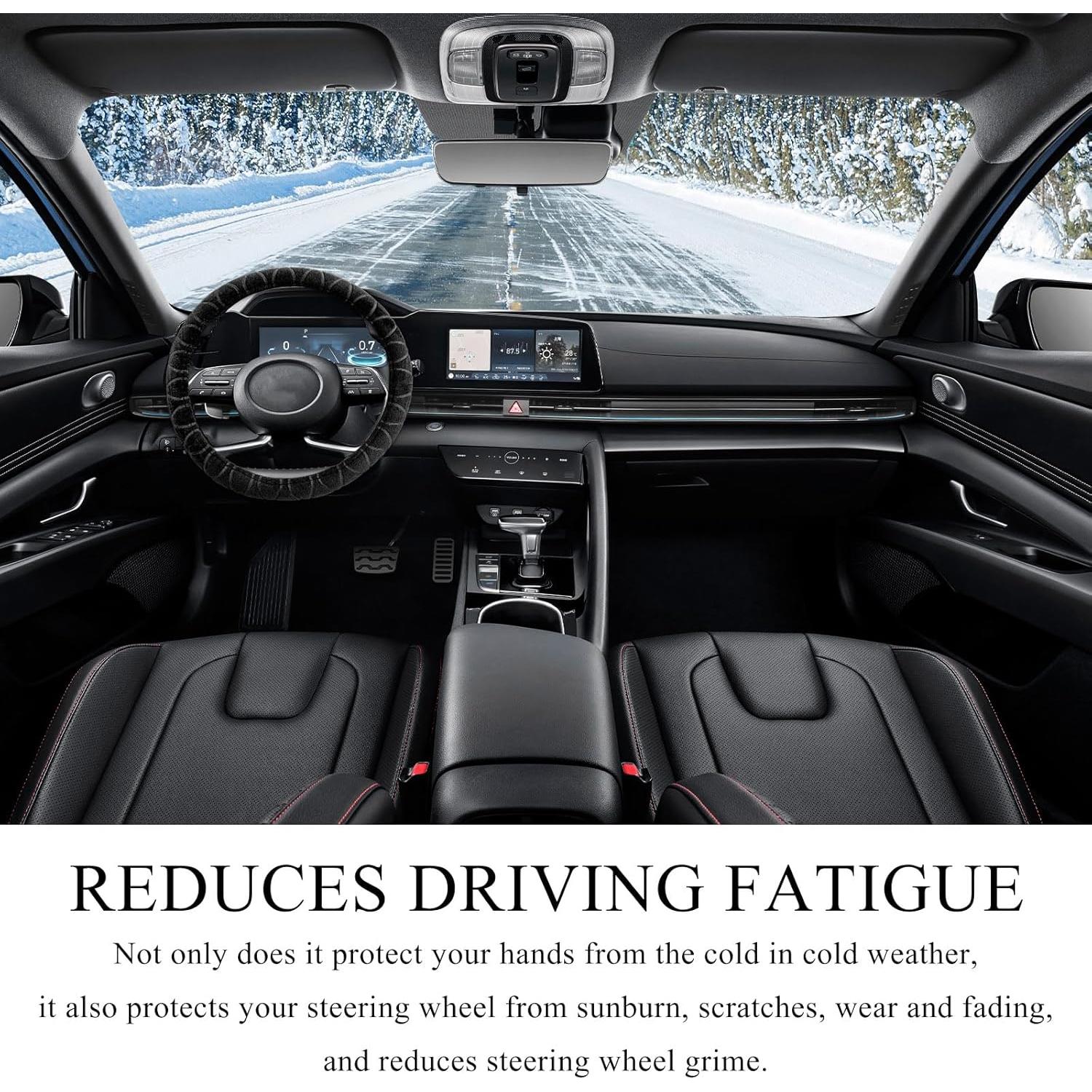 Funda de Volante de Coche Wevdn 38.1 cm Peluche Antideslizante