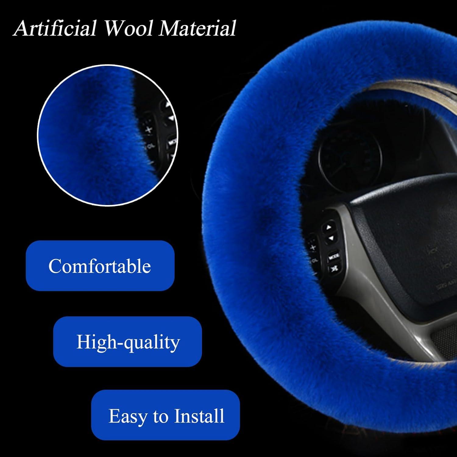 Juego de Accesorios de Coche Esponjosos 9 Piezas WenMei Azul