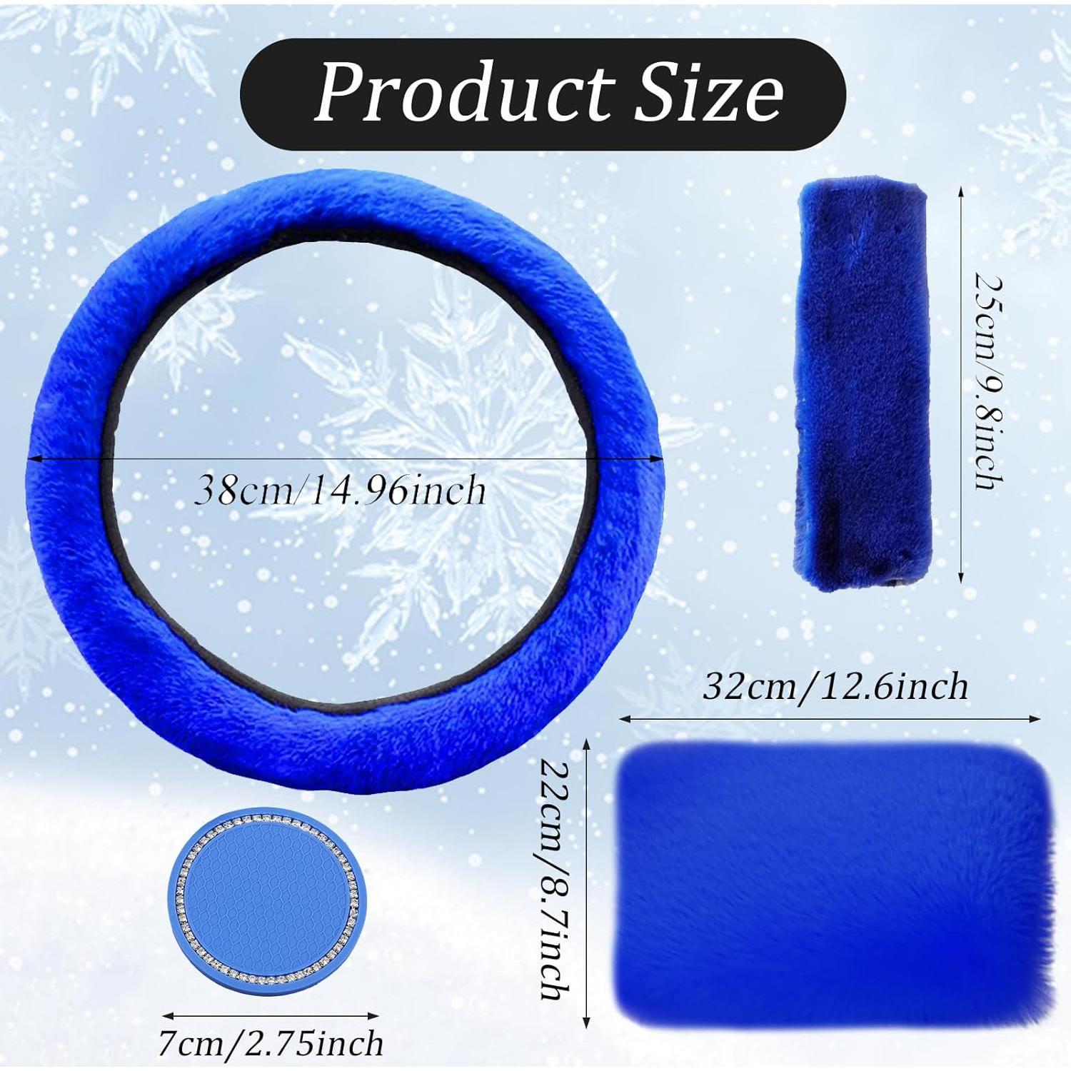 Juego de Accesorios de Coche Esponjosos 9 Piezas WenMei Azul