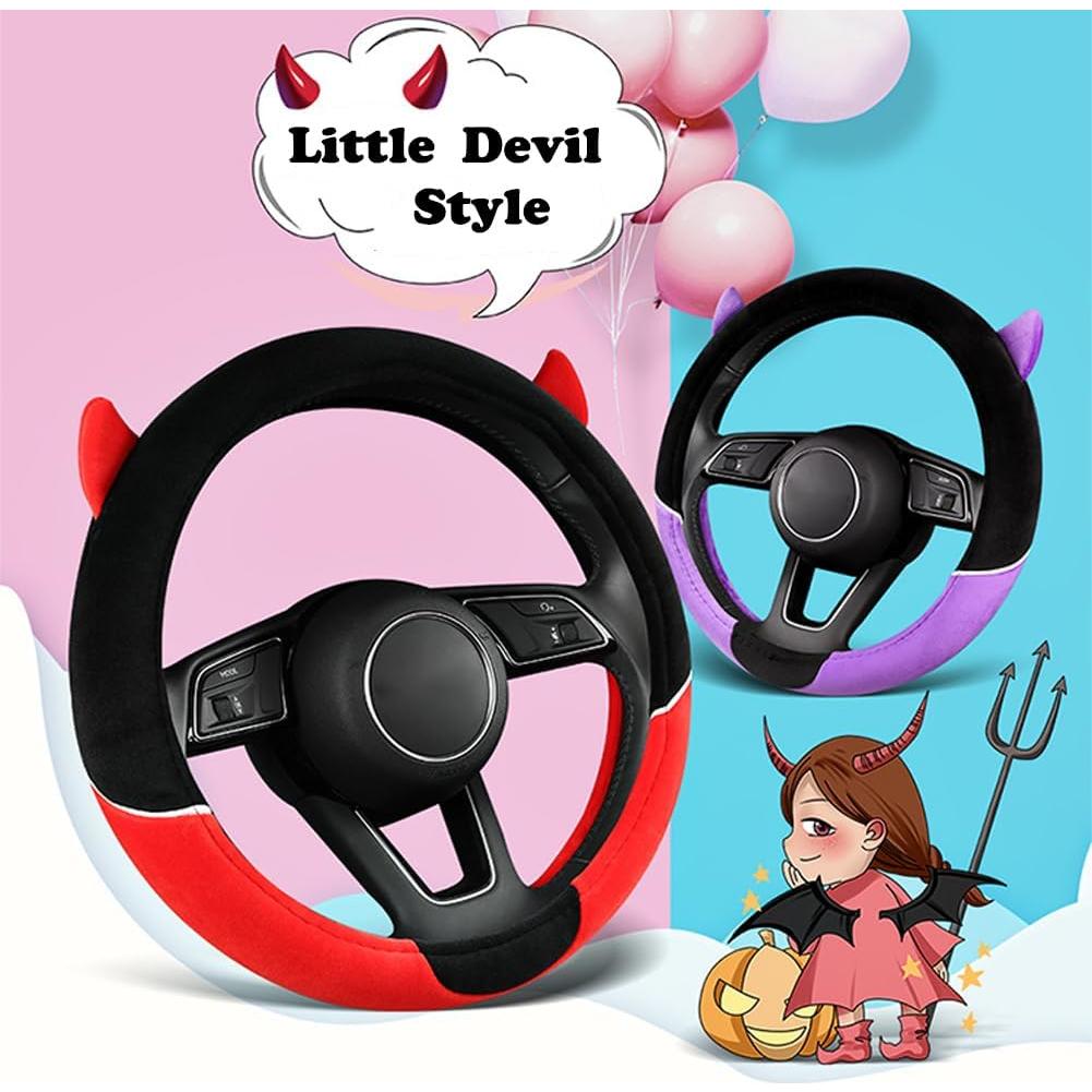 Cubierta de Volante MissSoul Diablo Bonito Antideslizante 38cm Morado