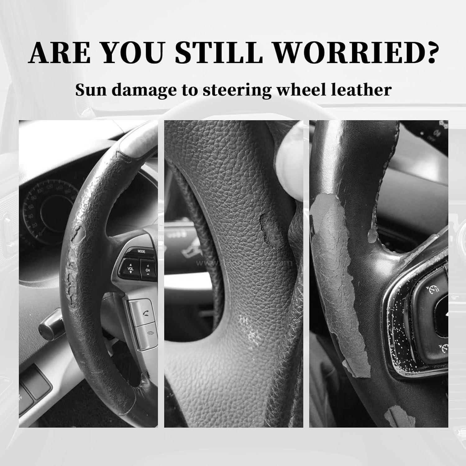 Cubierta de Volante de Coche Figpade 42 cm Titanio Plateado