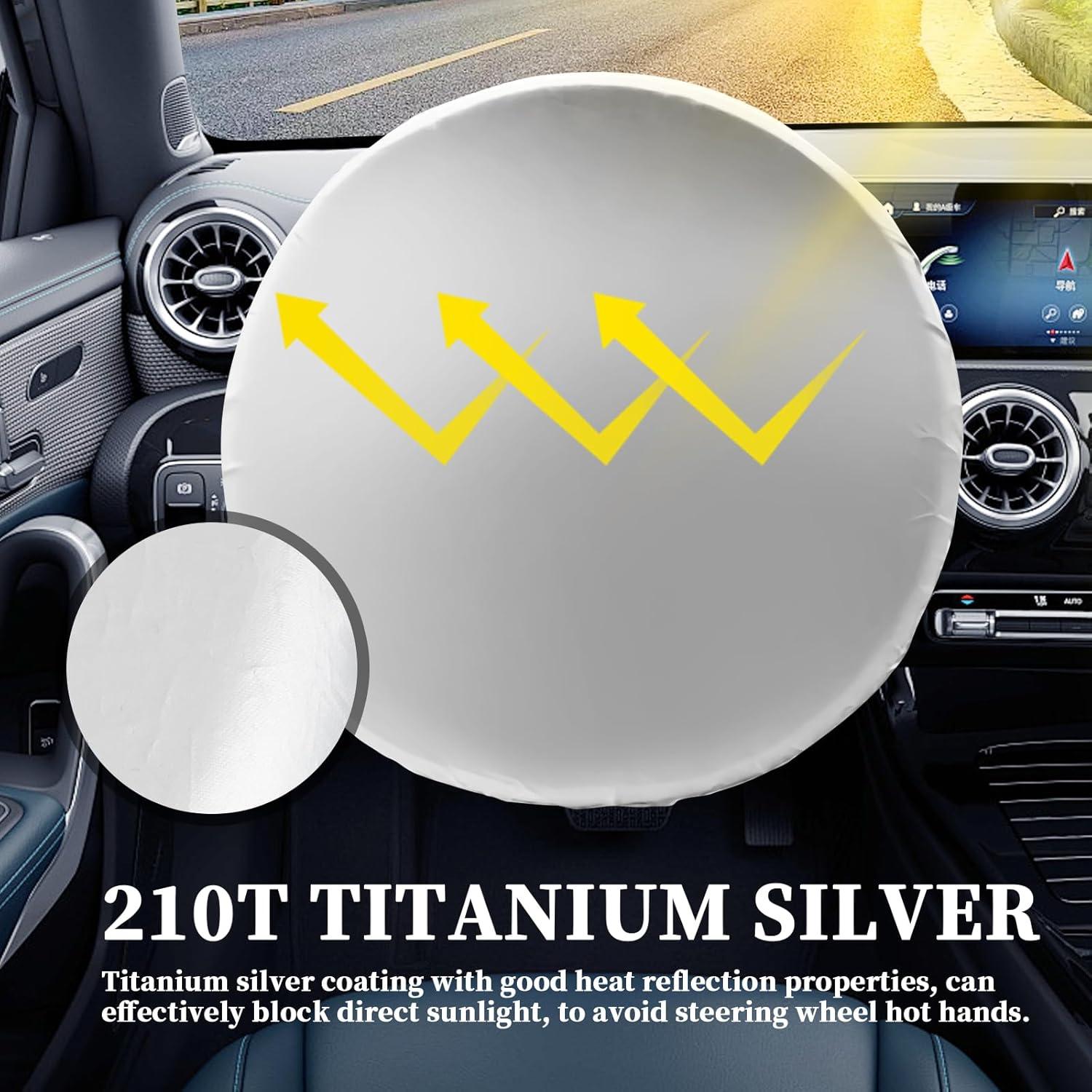 Cubierta de Volante de Coche Figpade 42 cm Titanio Plateado