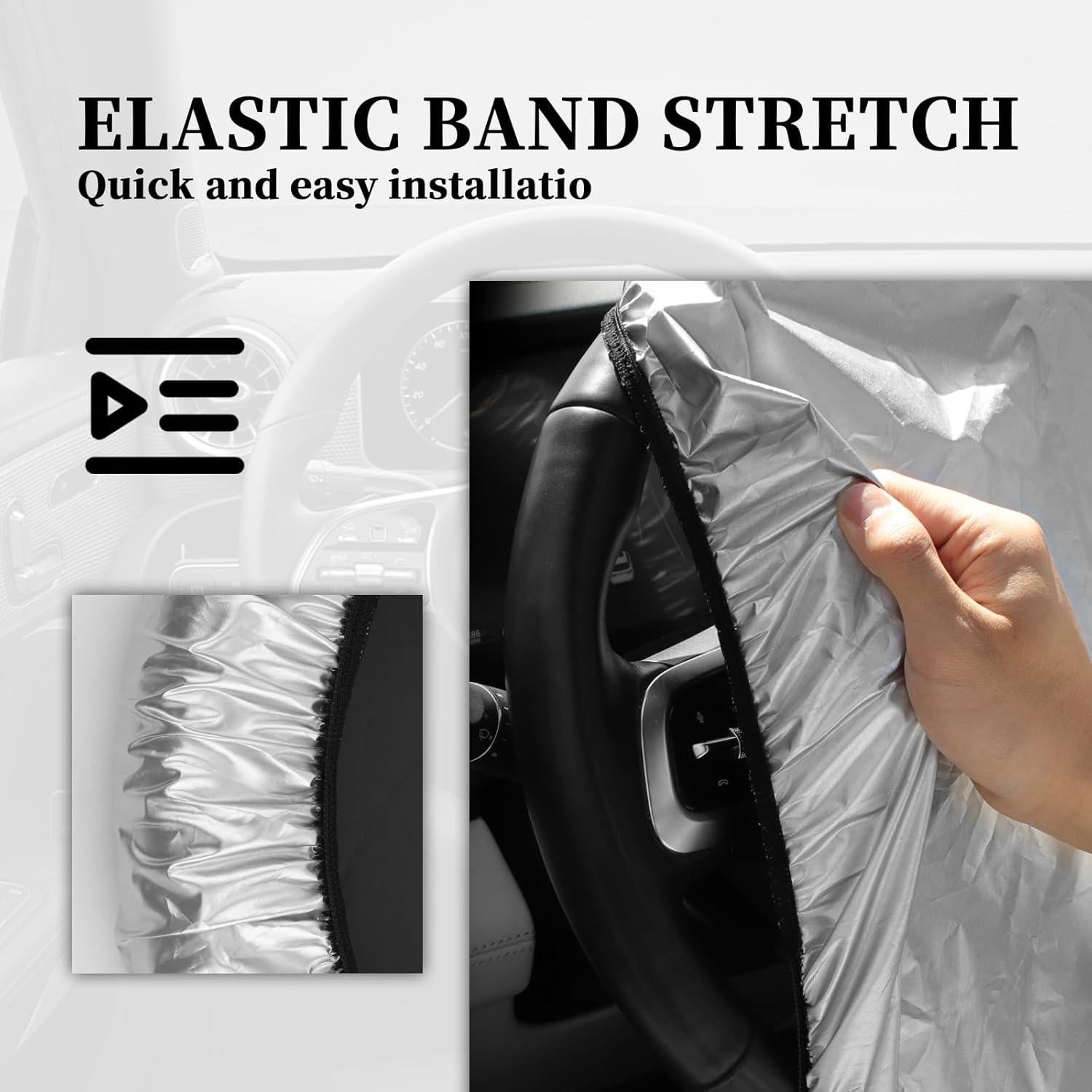 Cubierta de Volante de Coche Figpade 42 cm Titanio Plateado