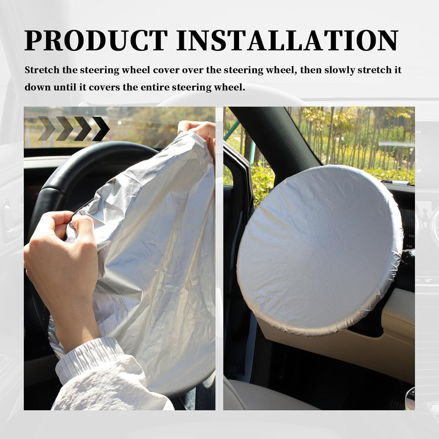 Cubierta de Volante de Coche Figpade 42 cm Titanio Plateado