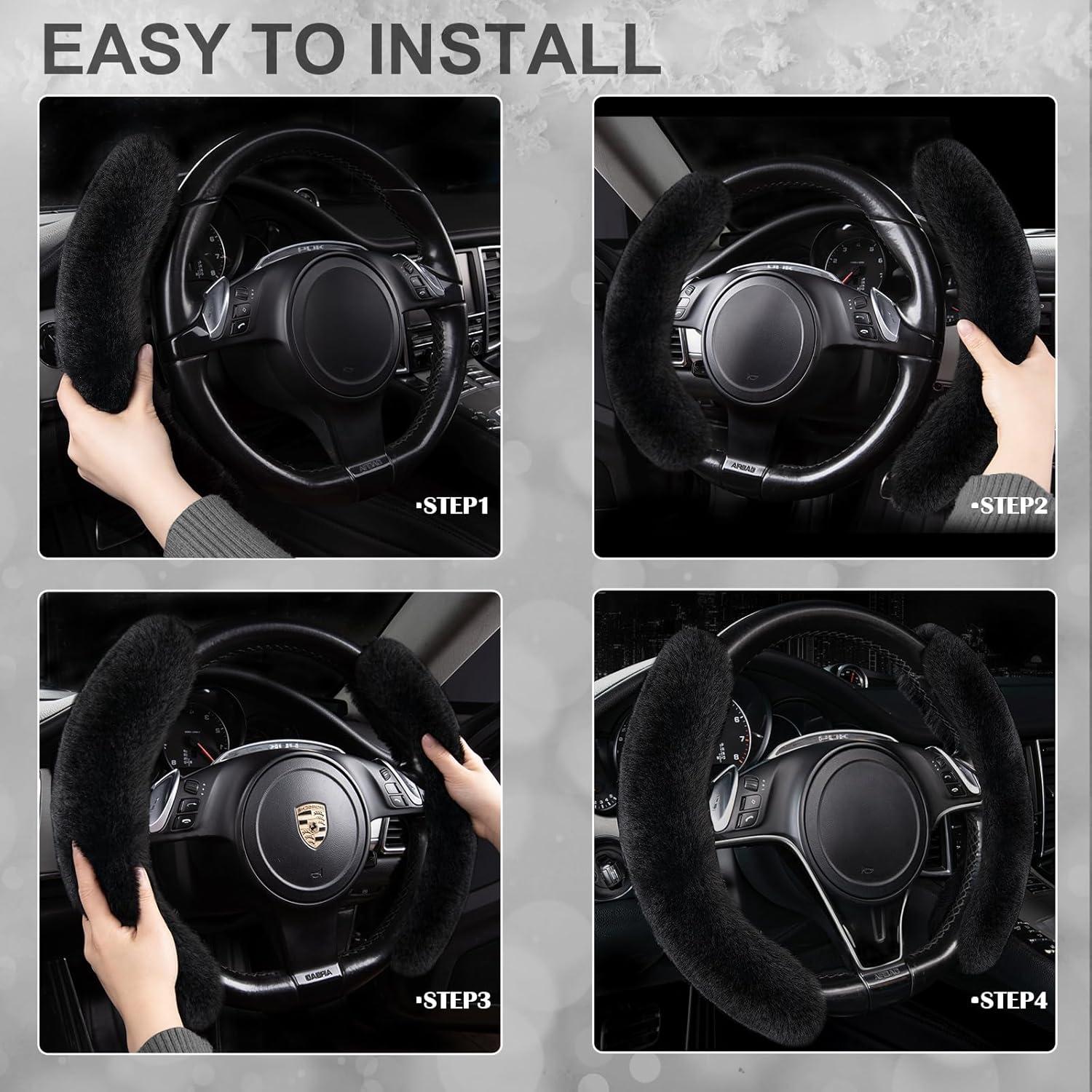 Cubierta de Volante de Peluche CAR PASS Universal 38-40 cm