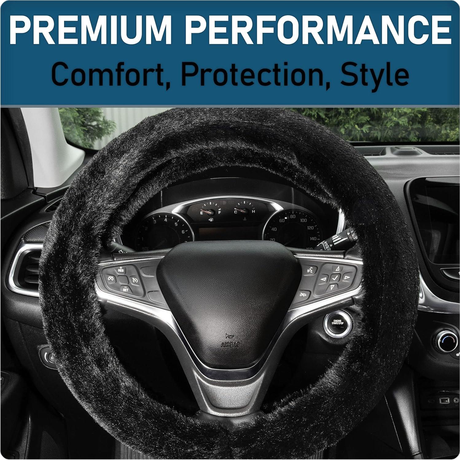 Cubierta de Volante Fluffy Ultra Suave Negra Accesorios Personalizados