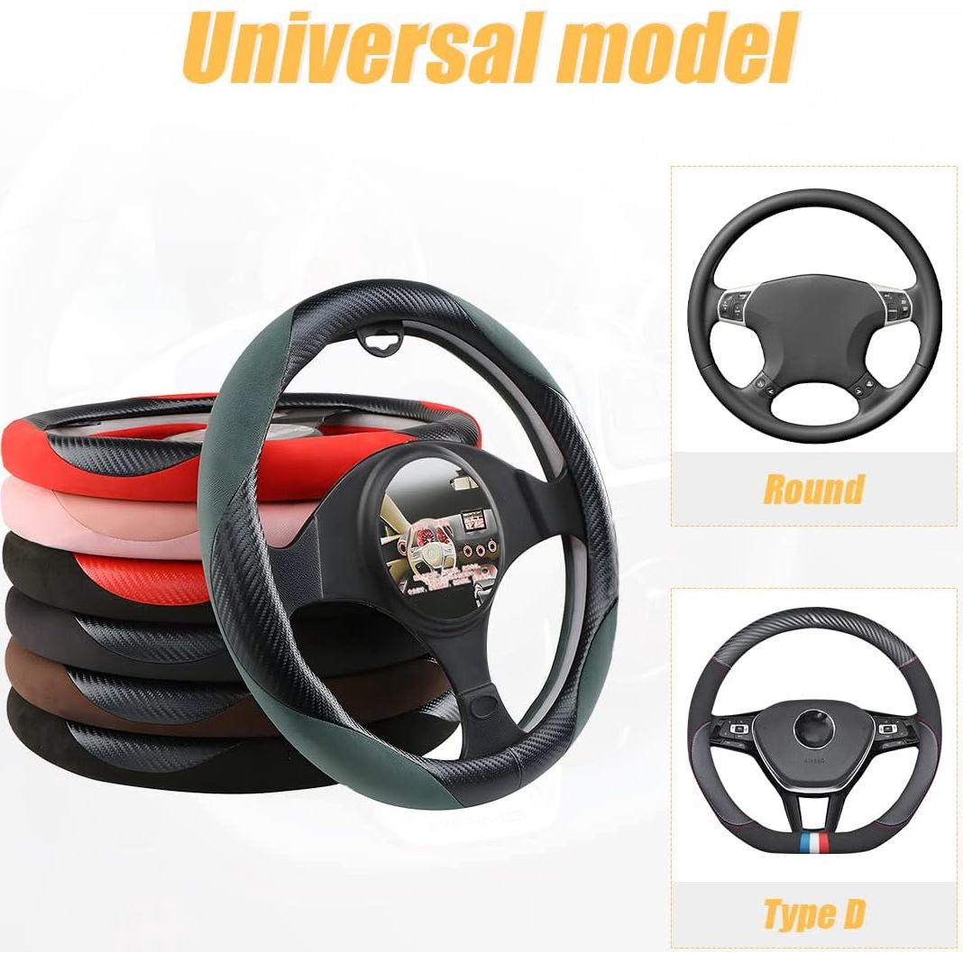 Funda de Volante Moly Magnolia 15 Pulgadas Fibra Carbono Antideslizante