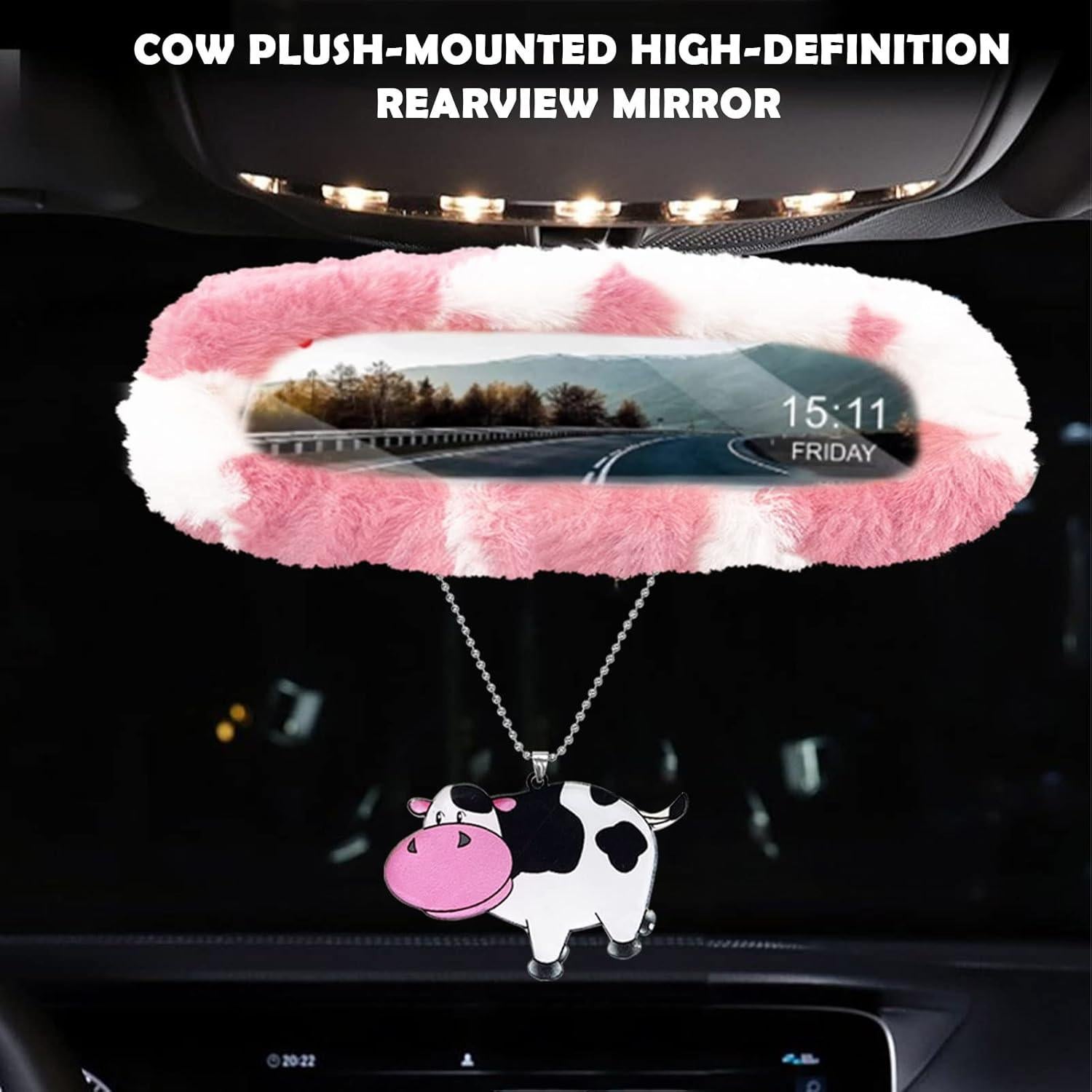 Juego de Accesorios de Coche JINGSEN 11 Piezas Rosa Esponjoso