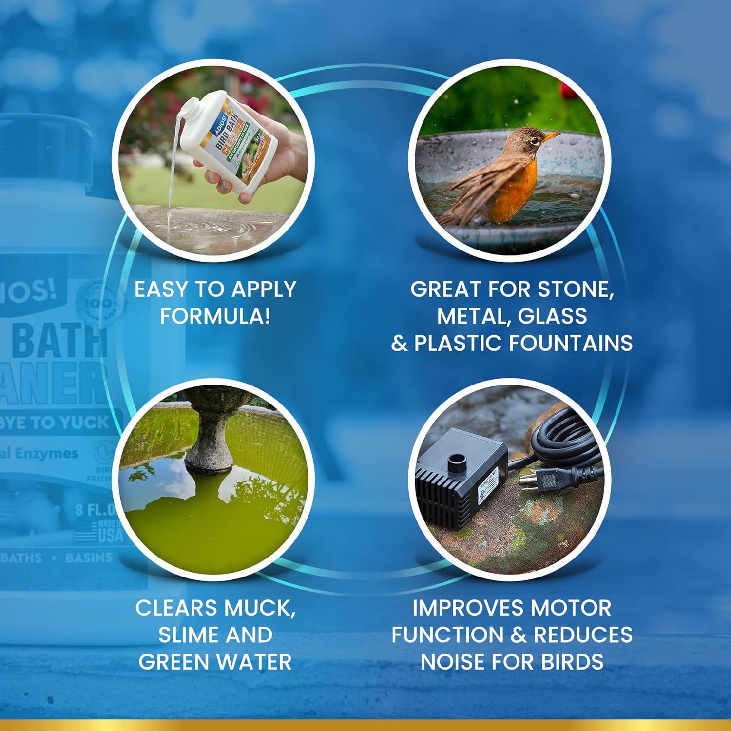 Limpiador de Fuente para Aves Adios! 226.8g - Ecológico y Seguro