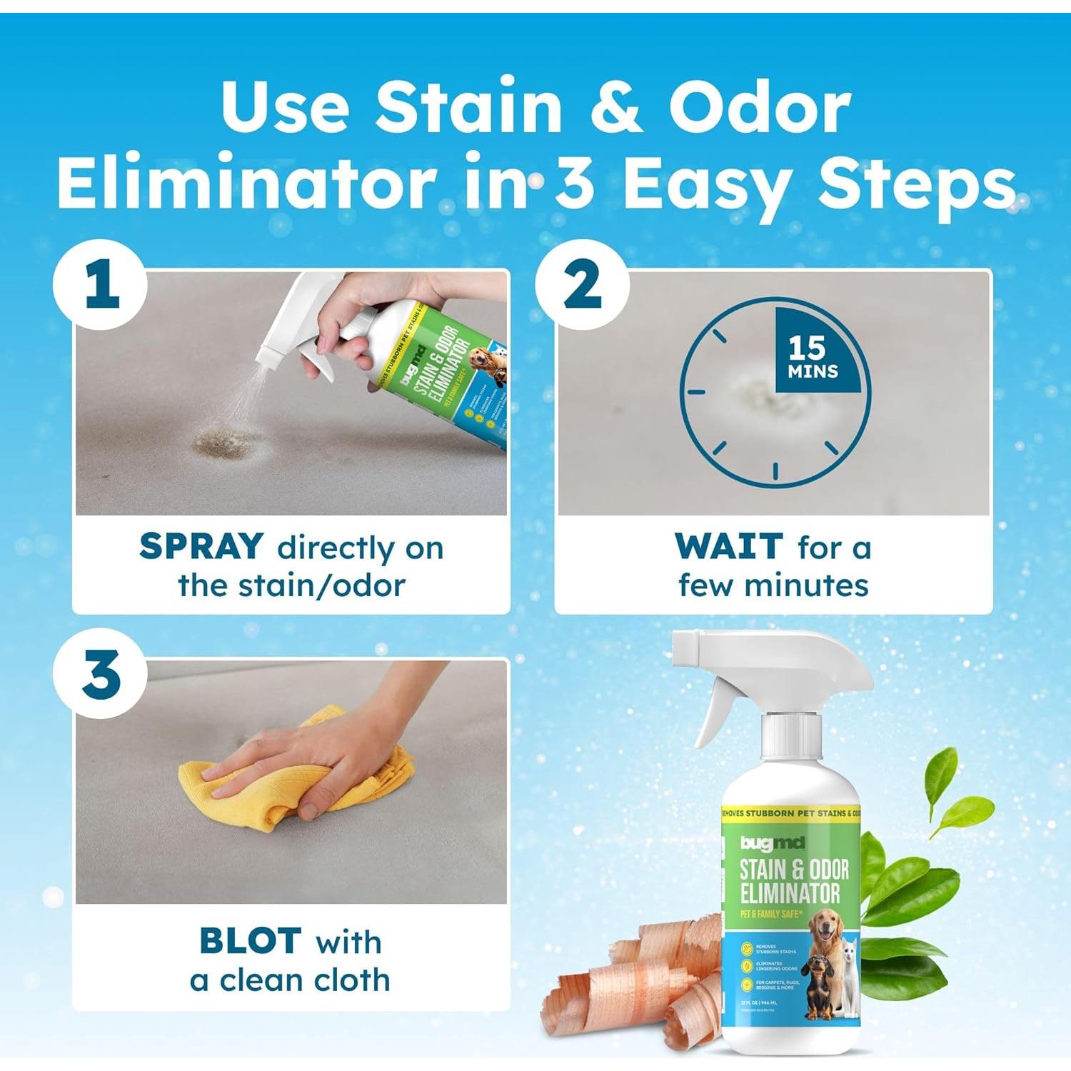 BugMD Eliminador de Olores y Quitamanchas para Mascotas 0.95L