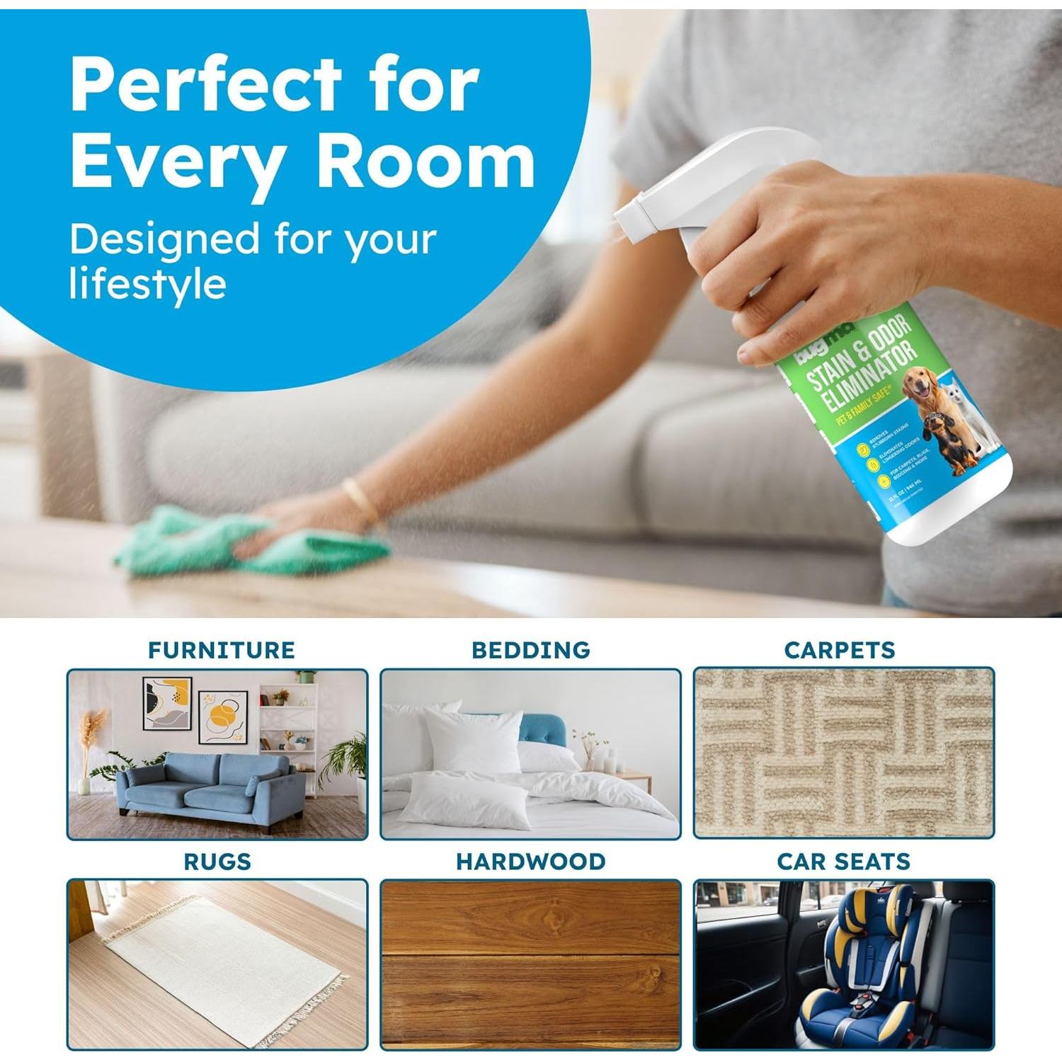 BugMD Eliminador de Olores y Quitamanchas para Mascotas 0.95L