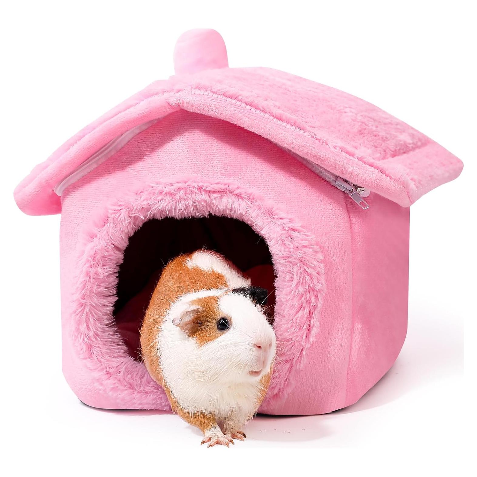 Escondite para Cobayas ONEJU Rosa Puro con Techo Separado
