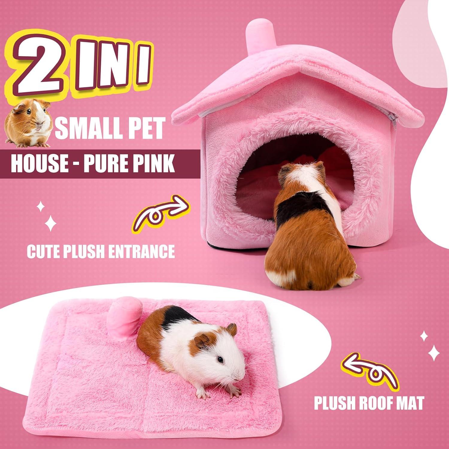 Escondite para Cobayas ONEJU Rosa Puro con Techo Separado